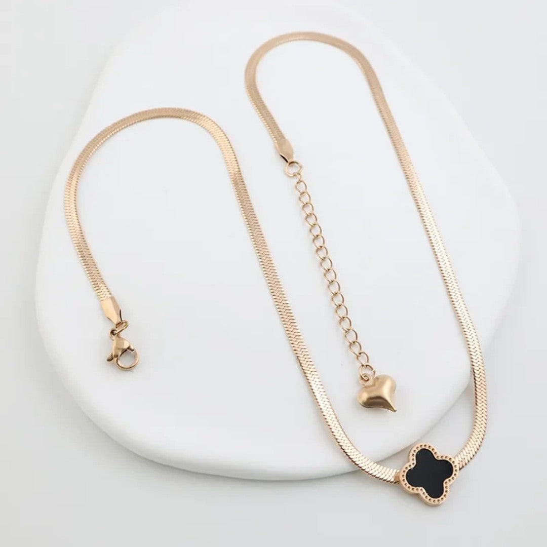 Rose gold snake chain star pendant statement necklace_ stainless steel_ Anti tarnish