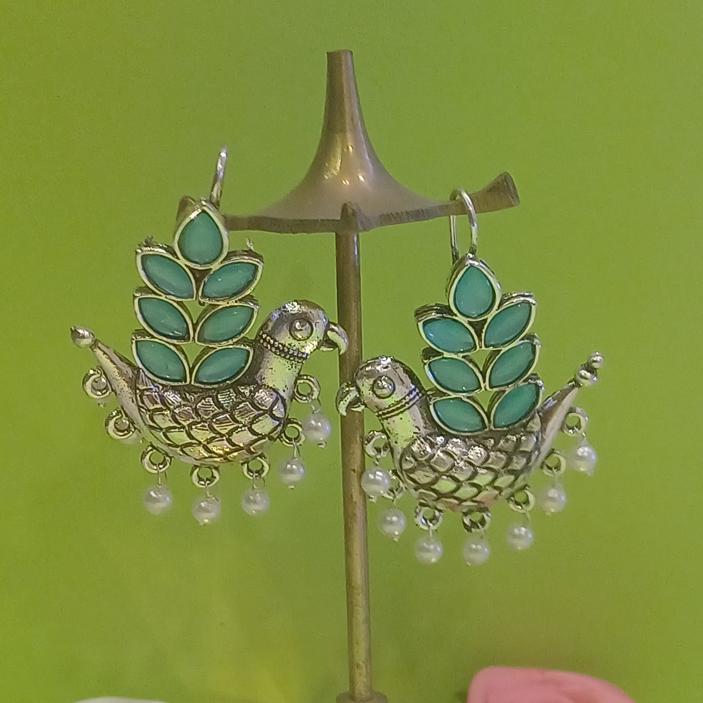 Sturdy Birdy Ear Hangings - Sky blue