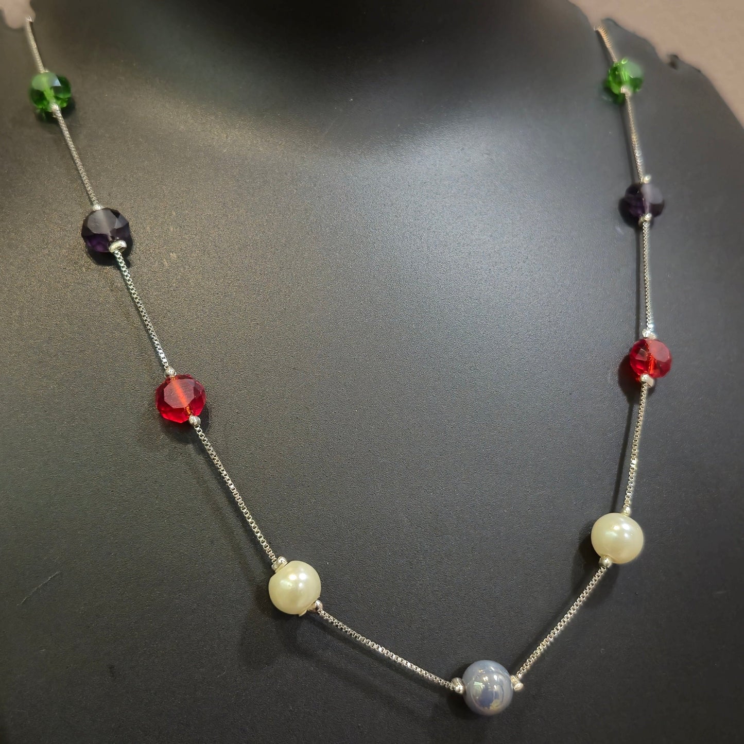 Pearl chain for neck multicolor