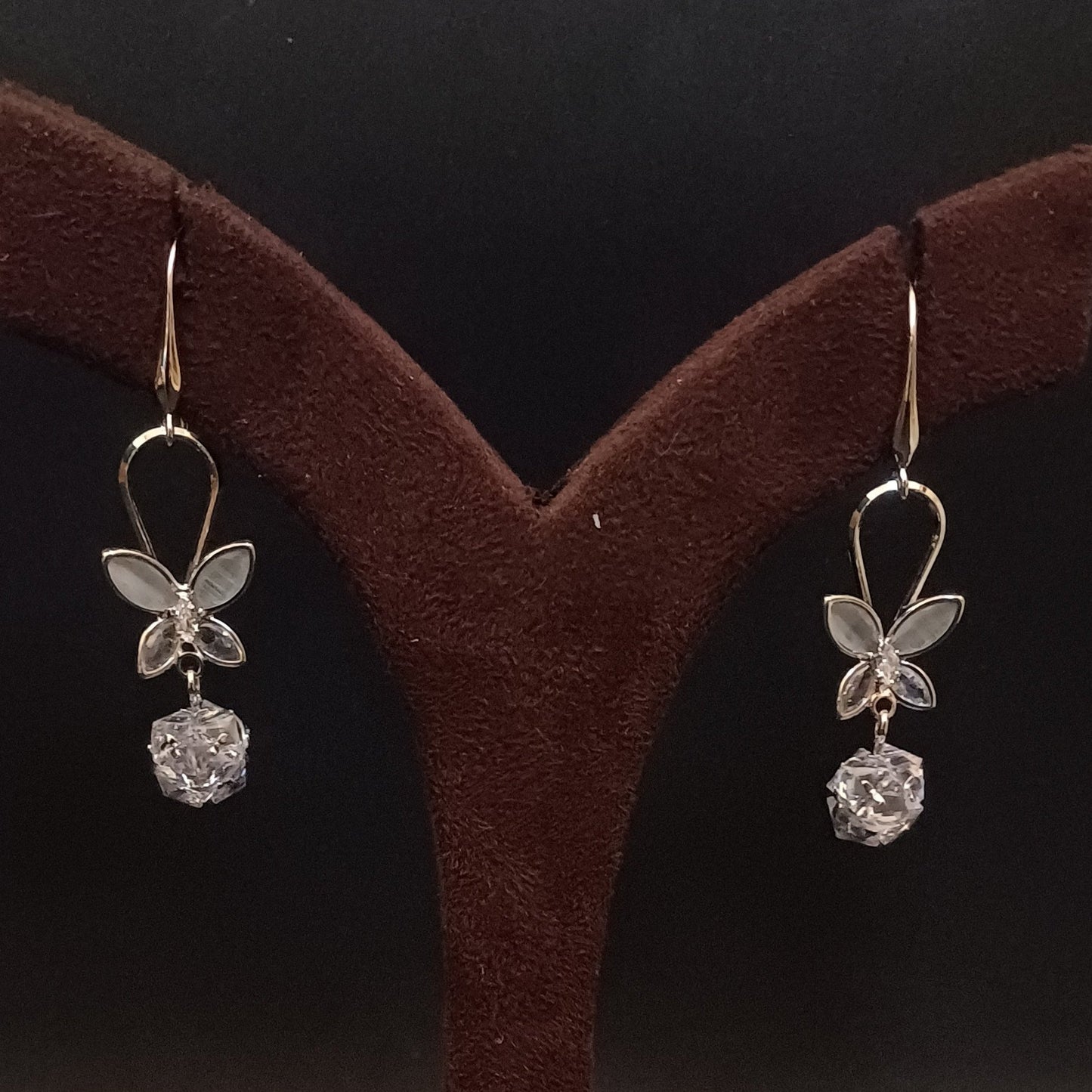 Dazzling Butterfly & Diamond Earrings - American Diamonds