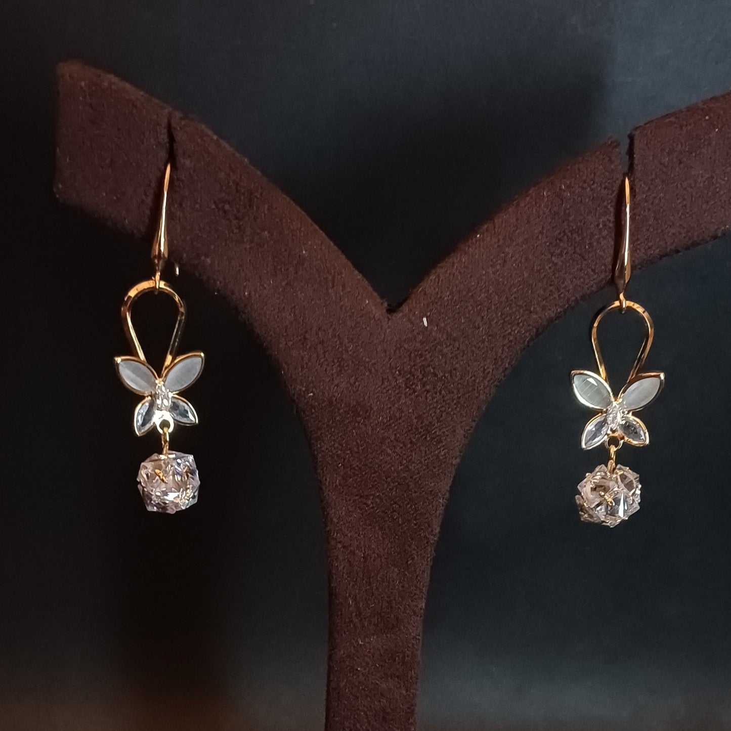 Dazzling Butterfly & Diamond Earrings - American Diamonds