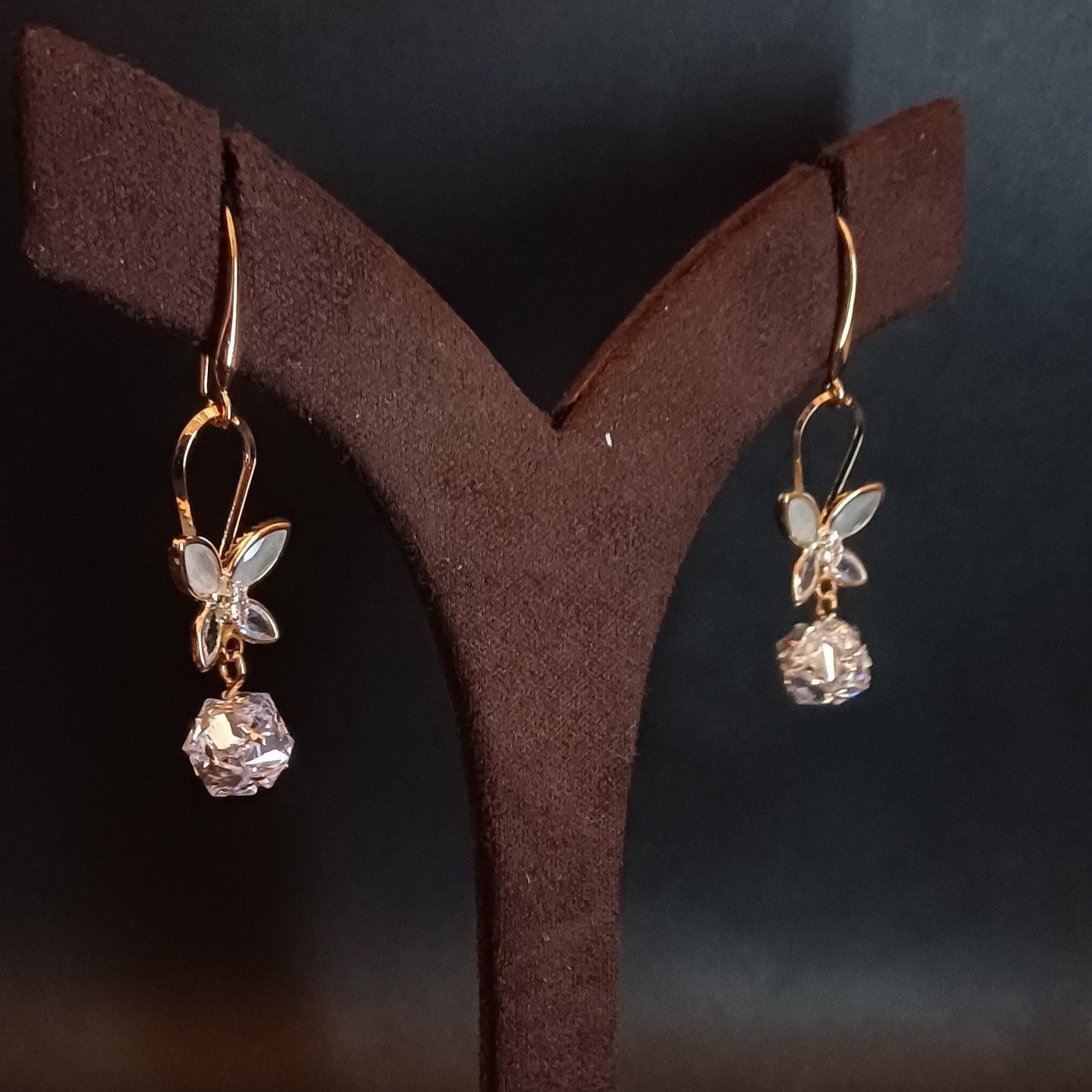Dazzling Butterfly & Diamond Earrings - American Diamonds