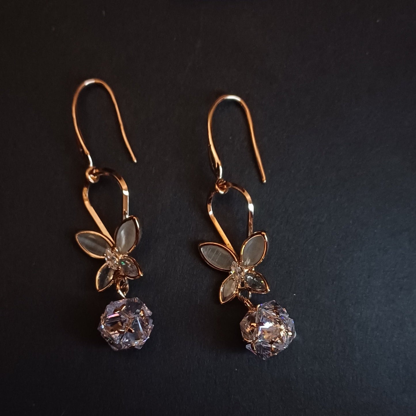 Dazzling Butterfly & Diamond Earrings - American Diamonds