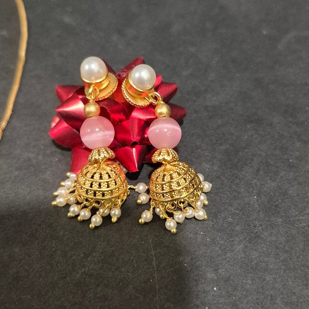 Princess necklace with jumki pendant and matching jumkas