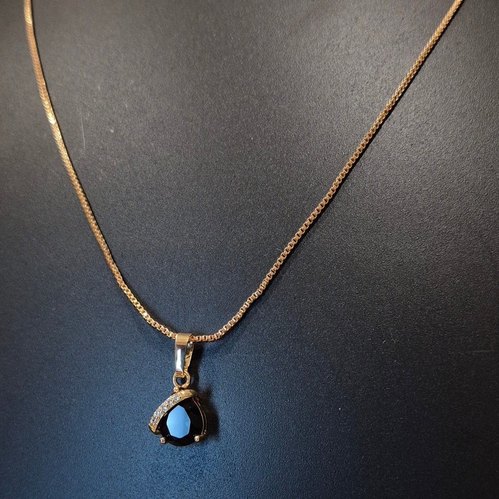 Royal black necklace with bold pendant and ear tops for Girls and women