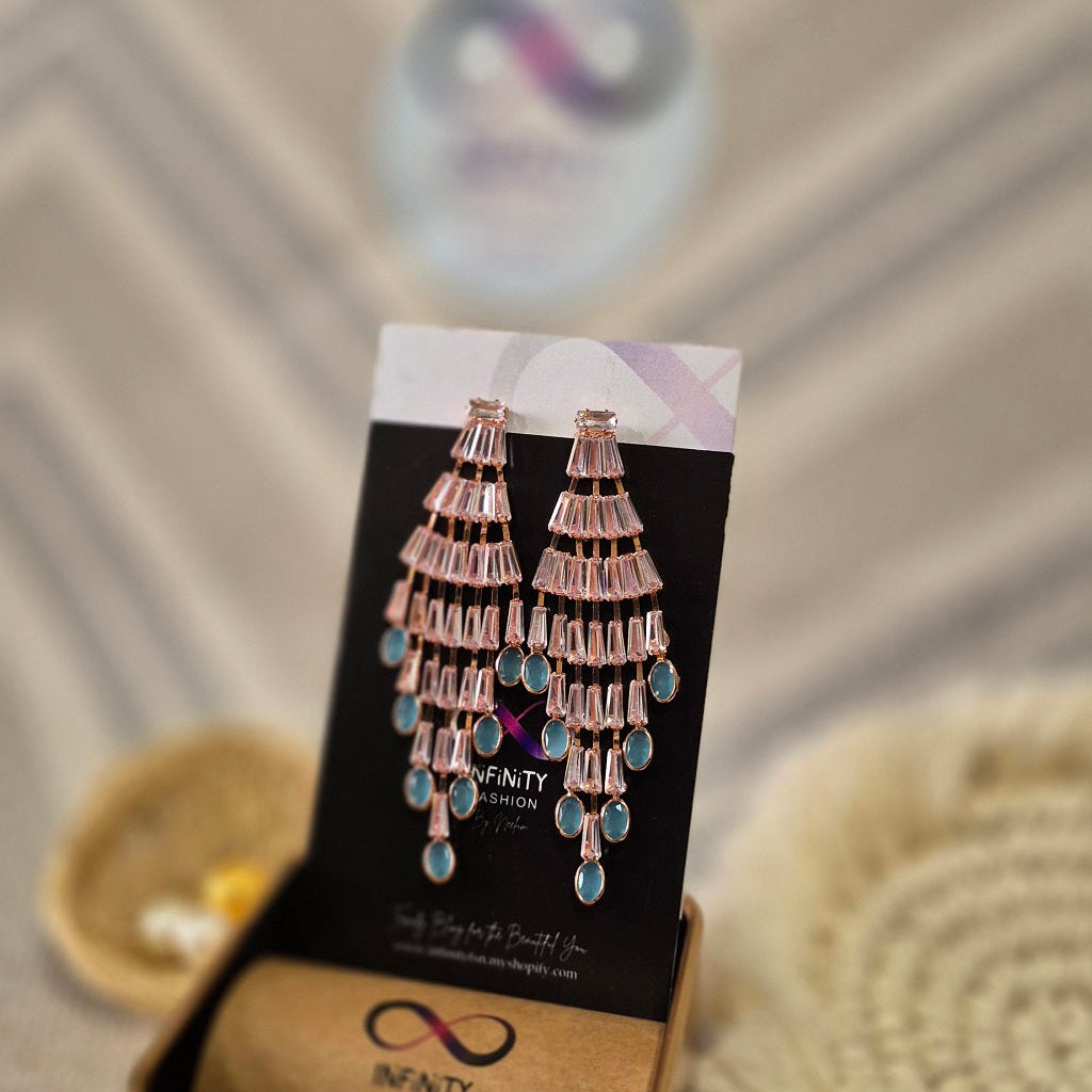 Diamond Strings AD Ear hangings - Sky Blue