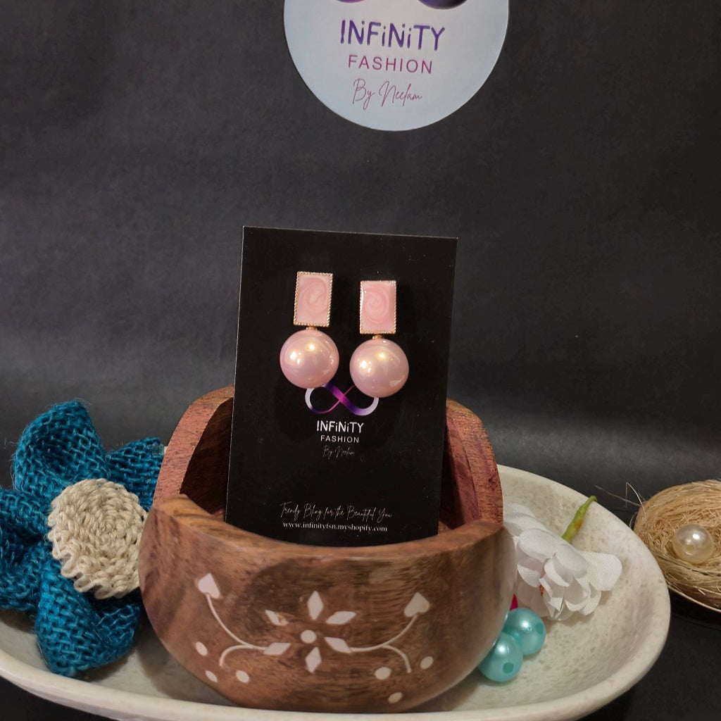 Classy Pink Pearl Ear Hangings - Earrings Office & Daily wear