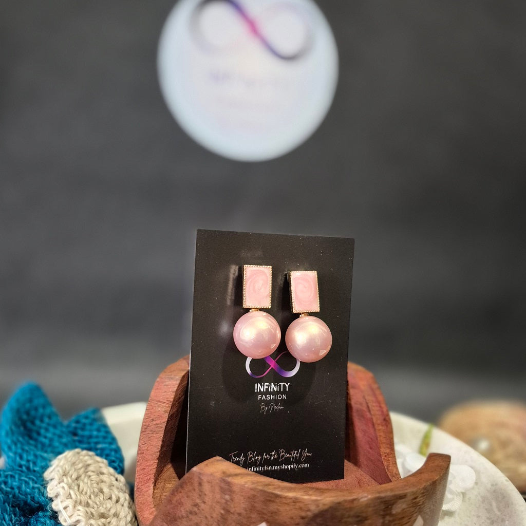 Classy Pink Pearl Ear Hangings - Earrings Office & Daily wear