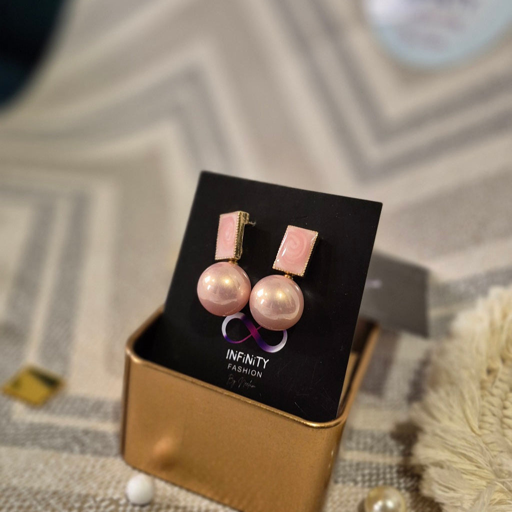 Classy Pink Pearl Ear Hangings - Earrings Office & Daily wear