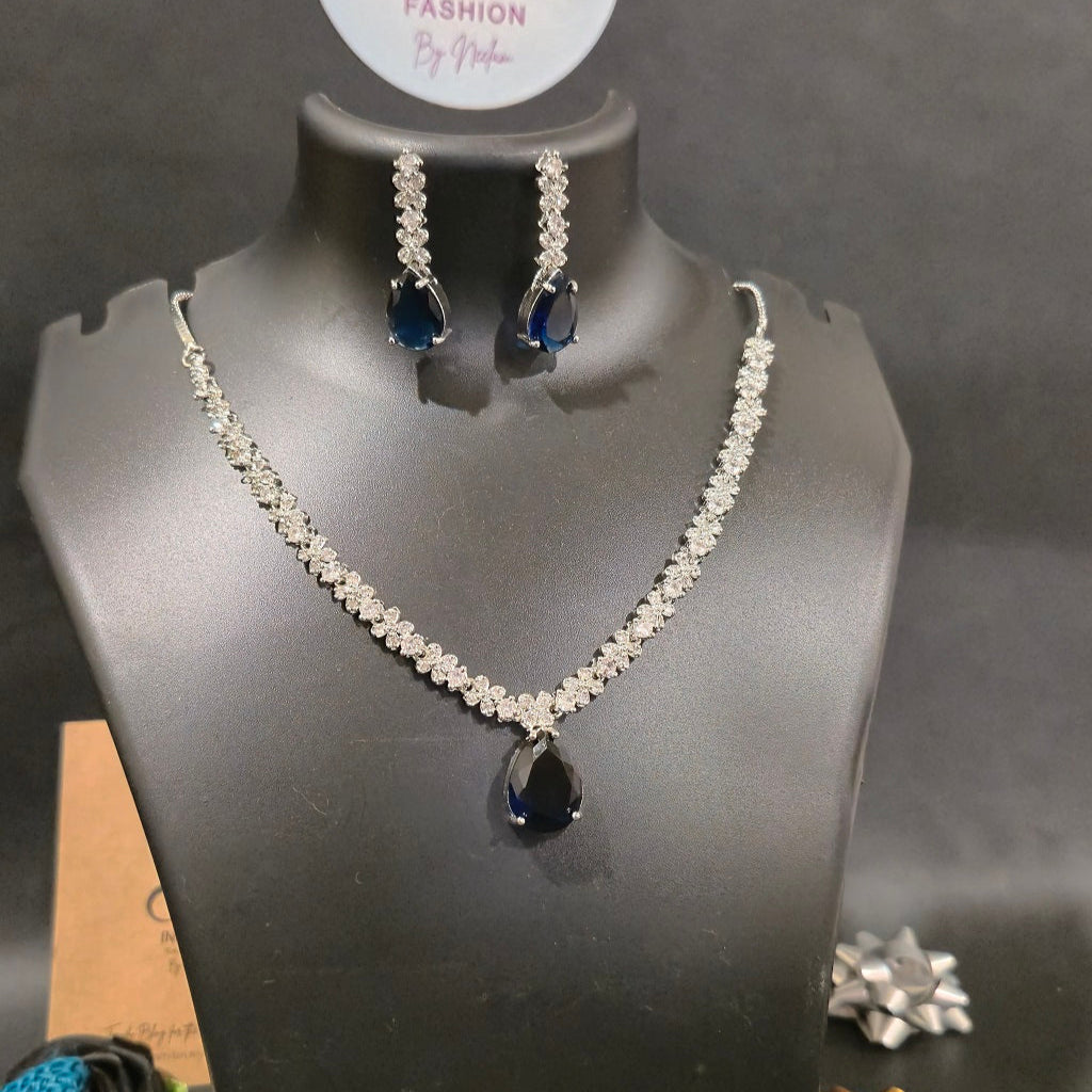 Starry Sparke With Blue Sapphire - Diamond set- American Diamond