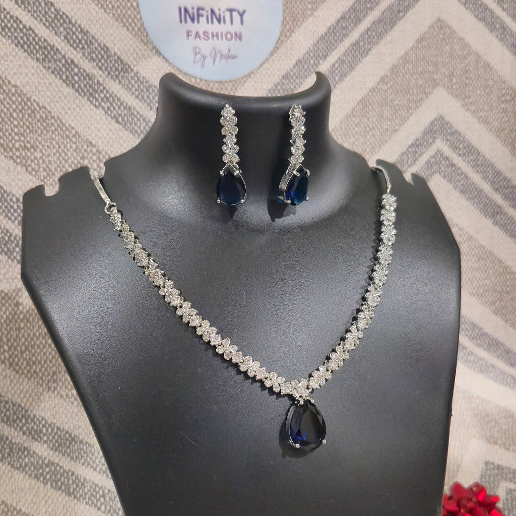 Starry Sparke With Blue Sapphire - Diamond set- American Diamond