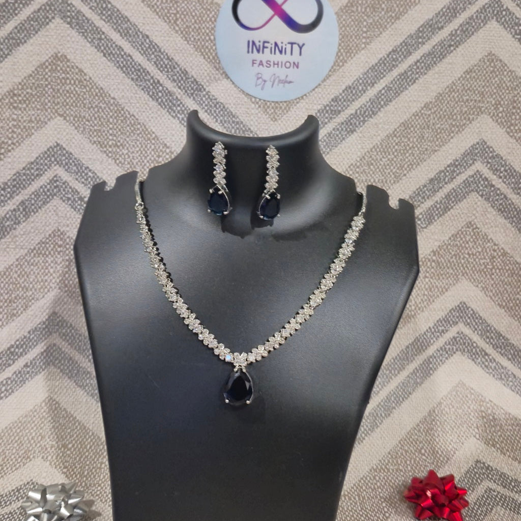 Starry Sparke With Blue Sapphire - Diamond set- American Diamond