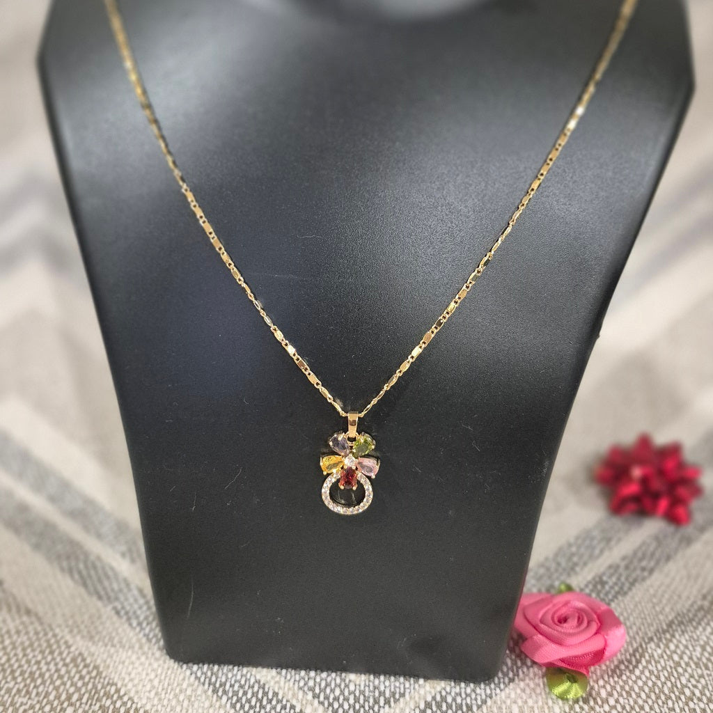 Diamond Flower Multicolor American Diamond Necklace