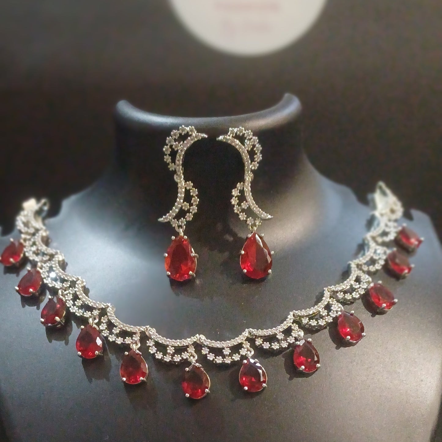 Rubylicious statement necklace with designer earrings