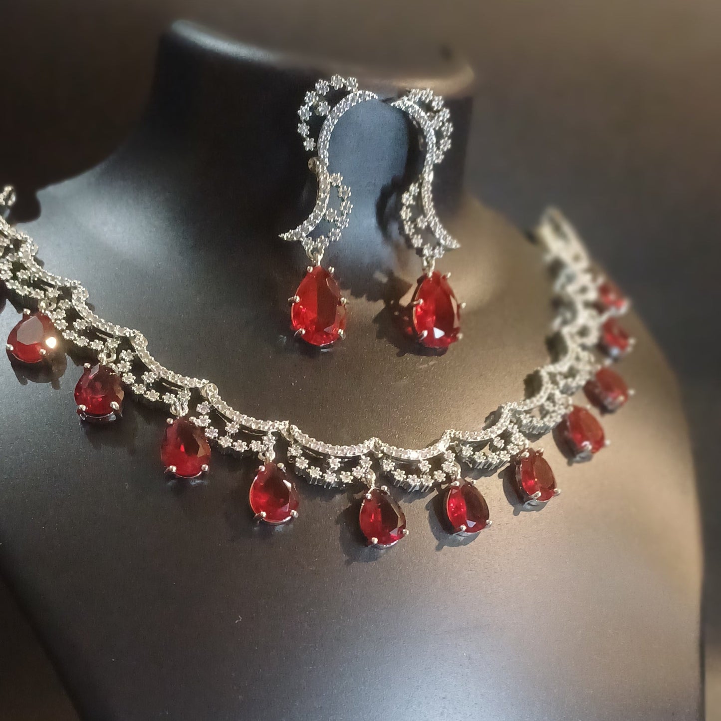 Rubylicious statement necklace with designer earrings