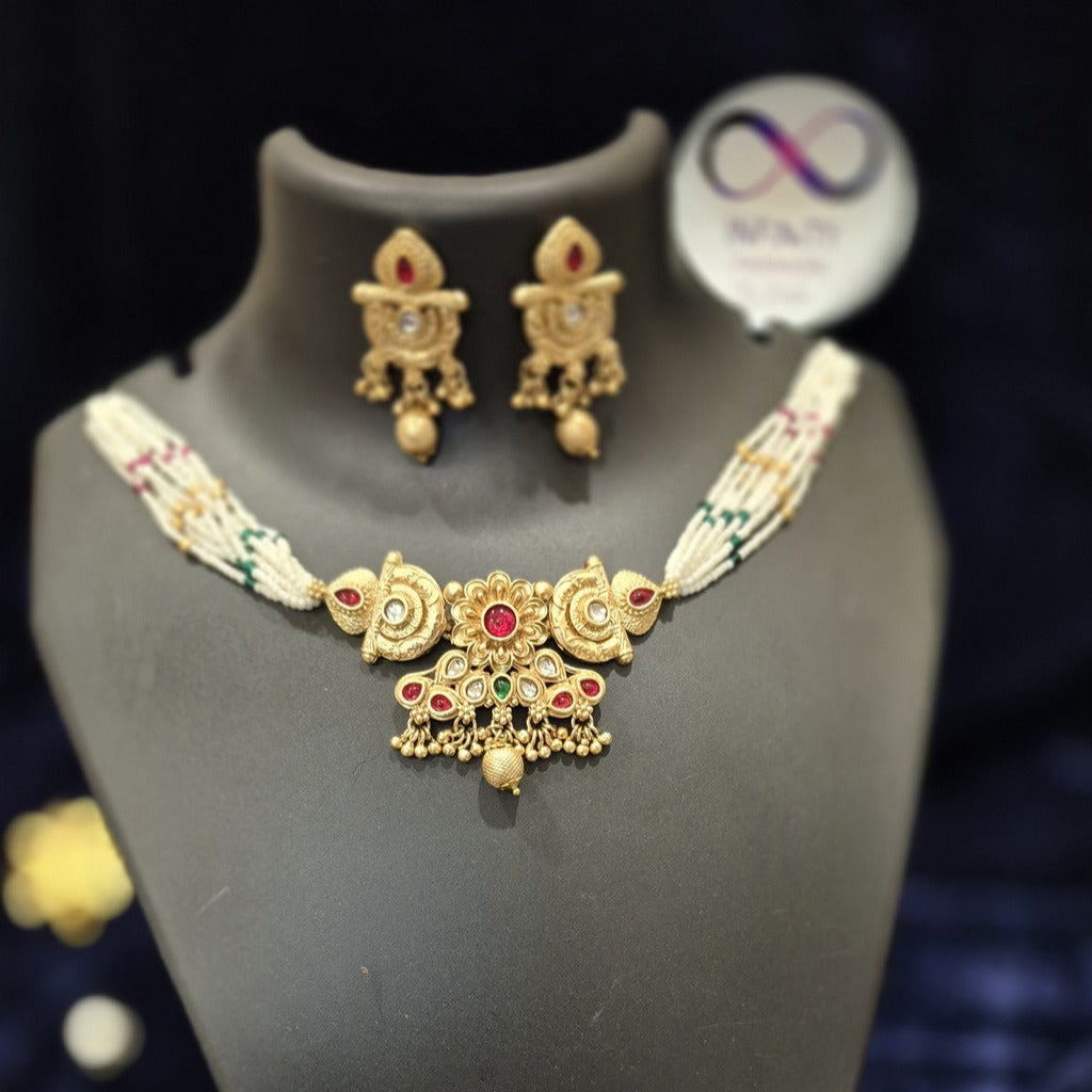 Heritage Inspired Design Premium Pearl Necklace with Jumkas 5