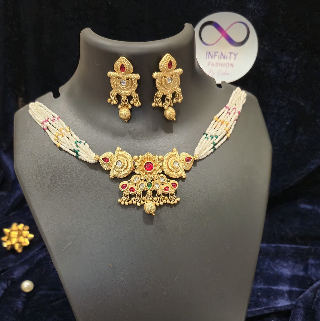 Heritage Inspired Design Premium Pearl Necklace with Jumkas 5