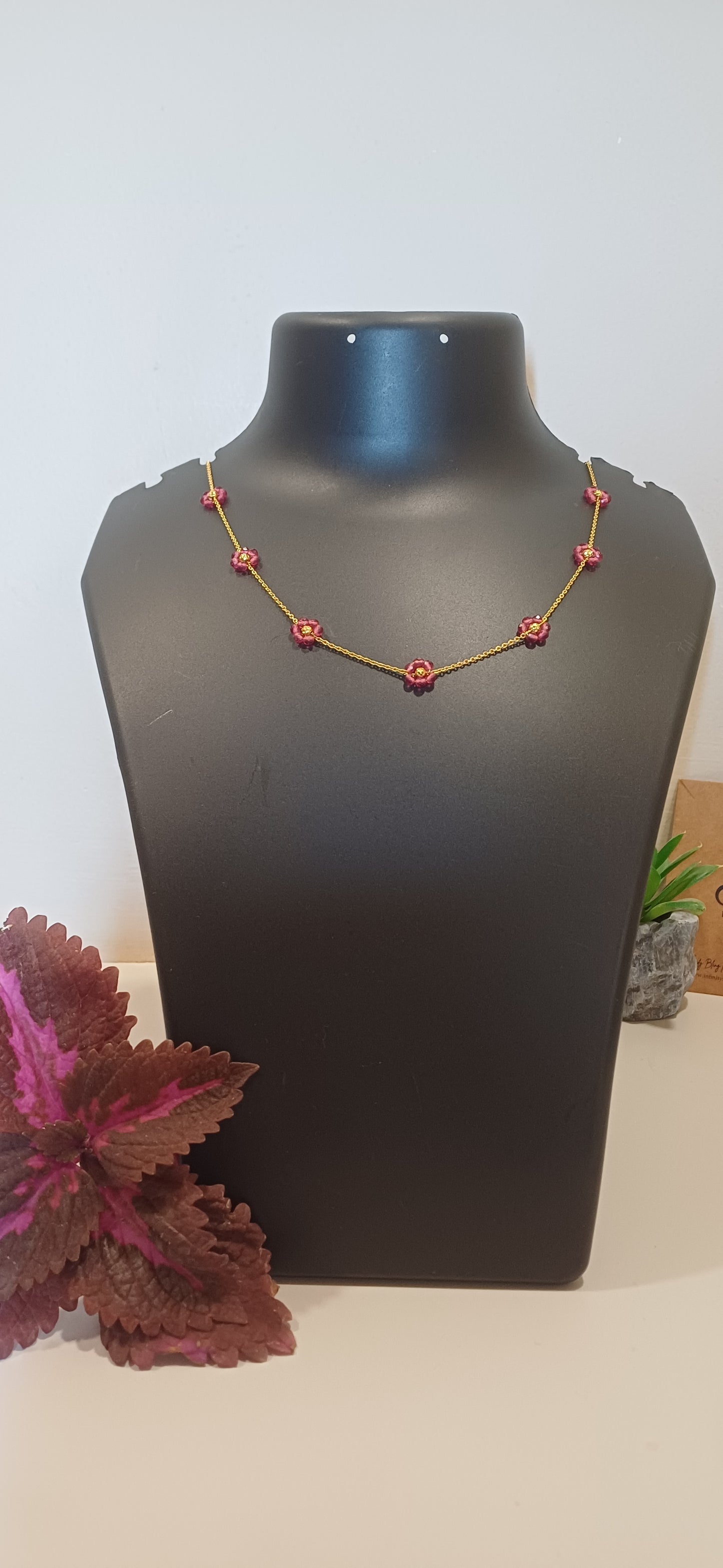 Red flowers golden chain_anti tarnish_lightweight