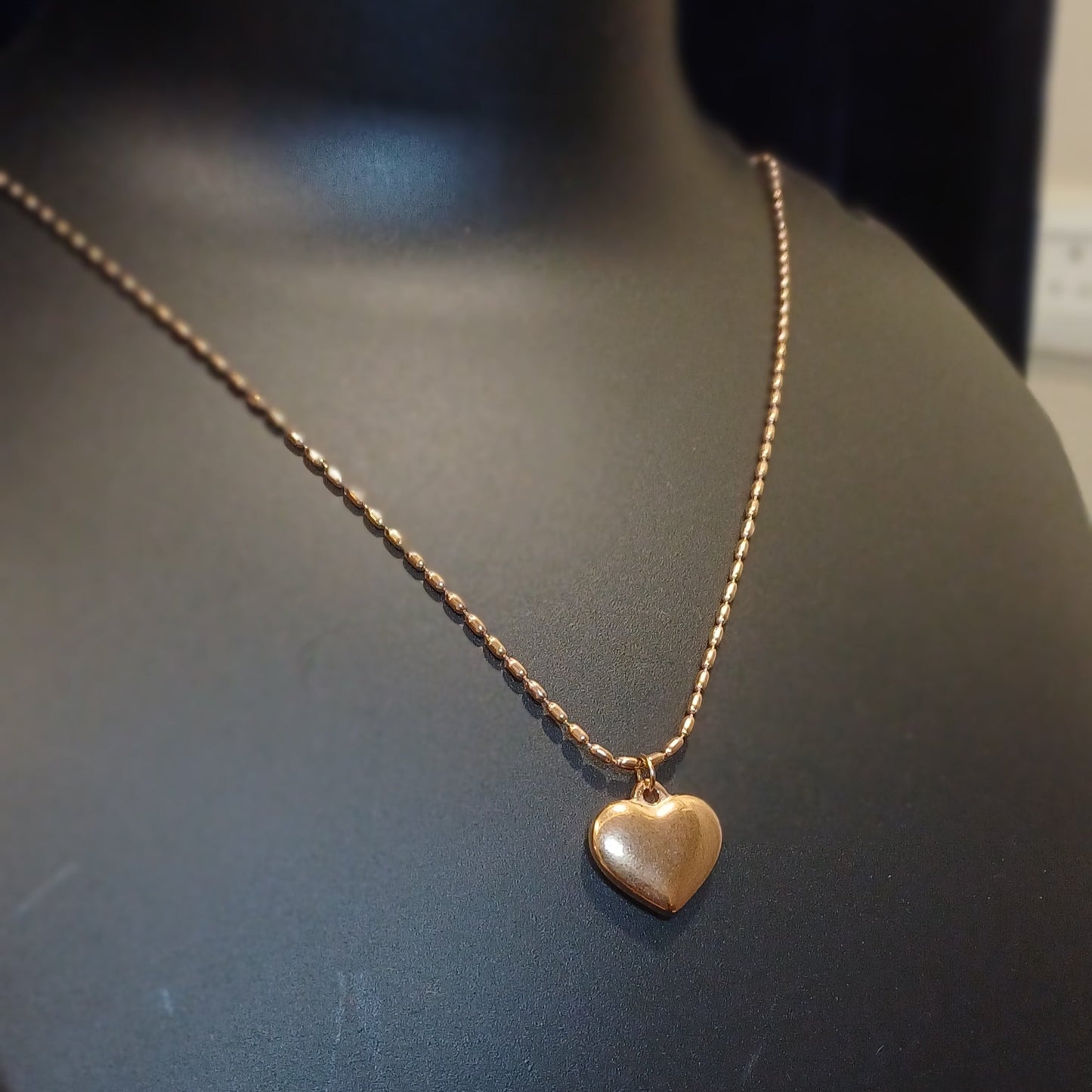 Full of heart pendant with golden statement chain_anti tarnish