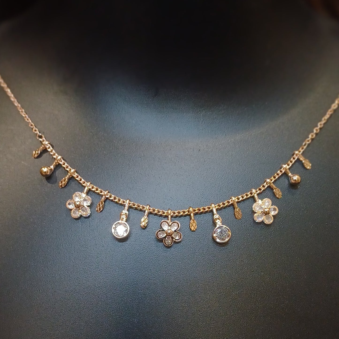 Flowers and shines necklace chain_anti tarnish_ statement jewellery