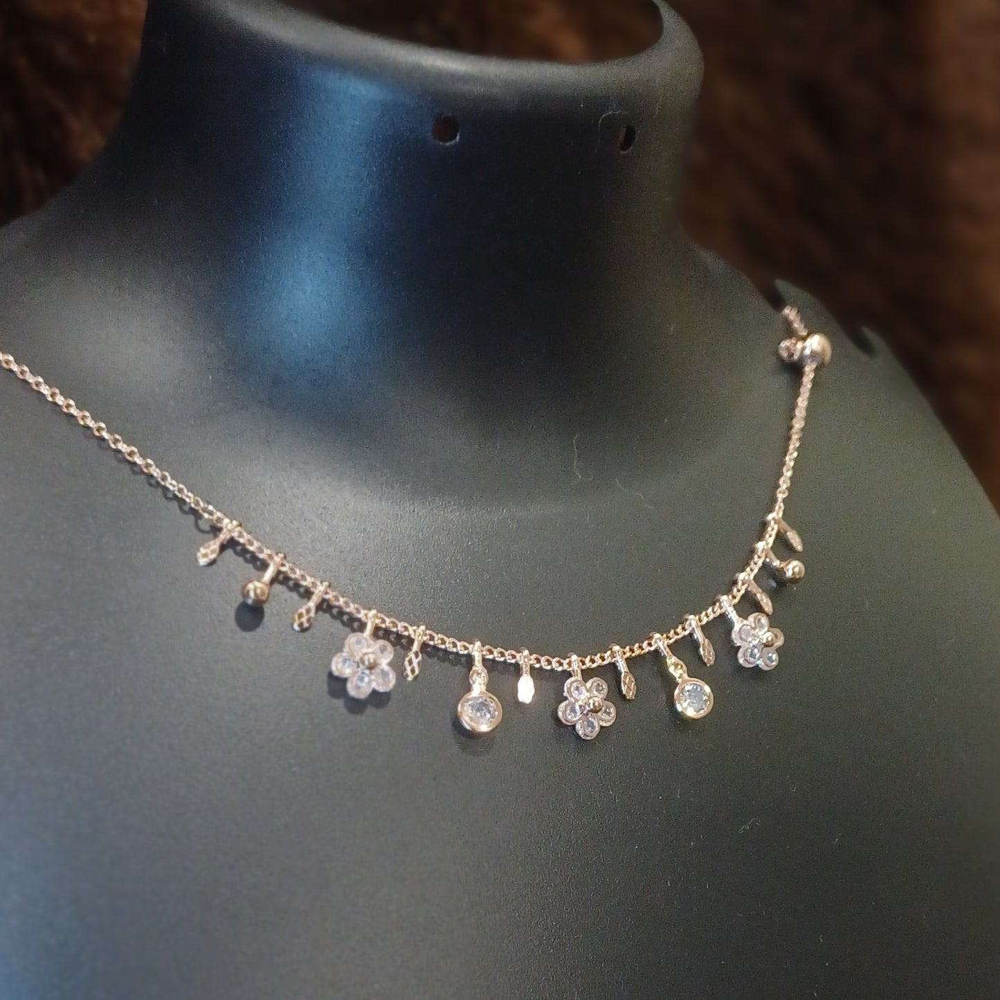 Flowers and shines necklace chain_anti tarnish_ statement jewellery