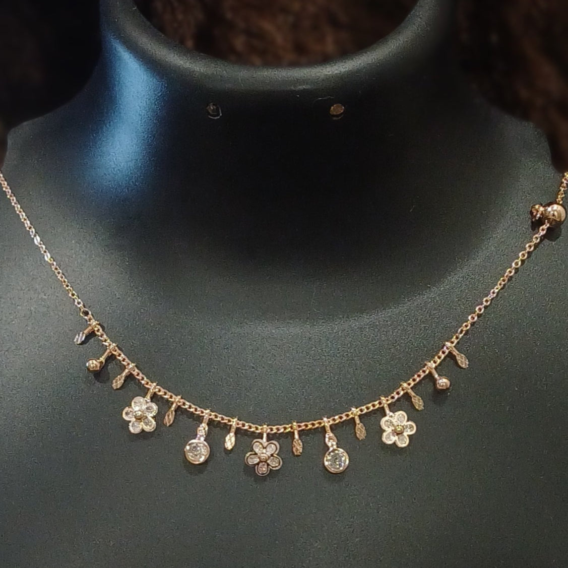 Flowers and shines necklace chain_anti tarnish_ statement jewellery