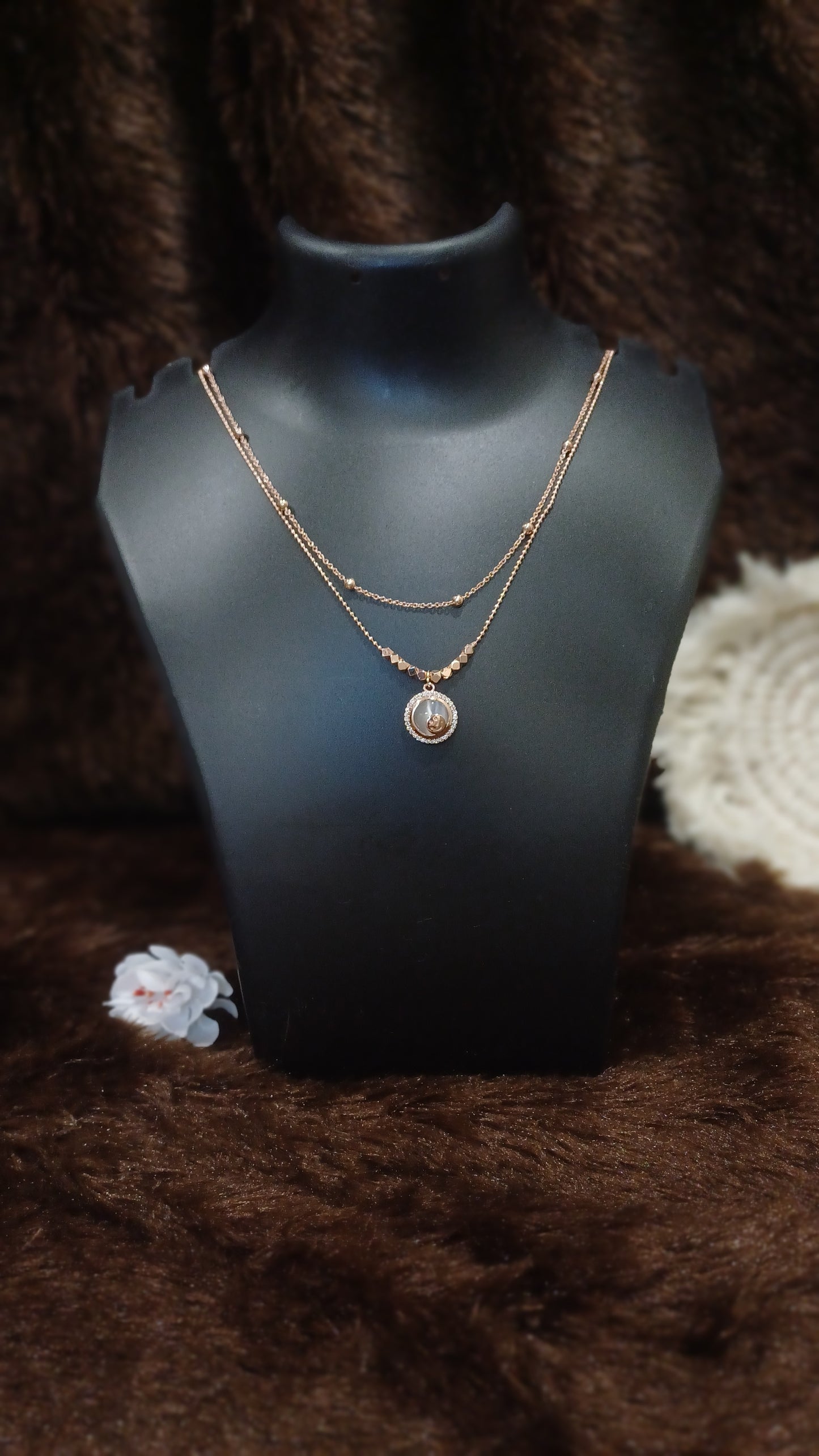 Double chained designer necklace and pendant_ anti tarnish