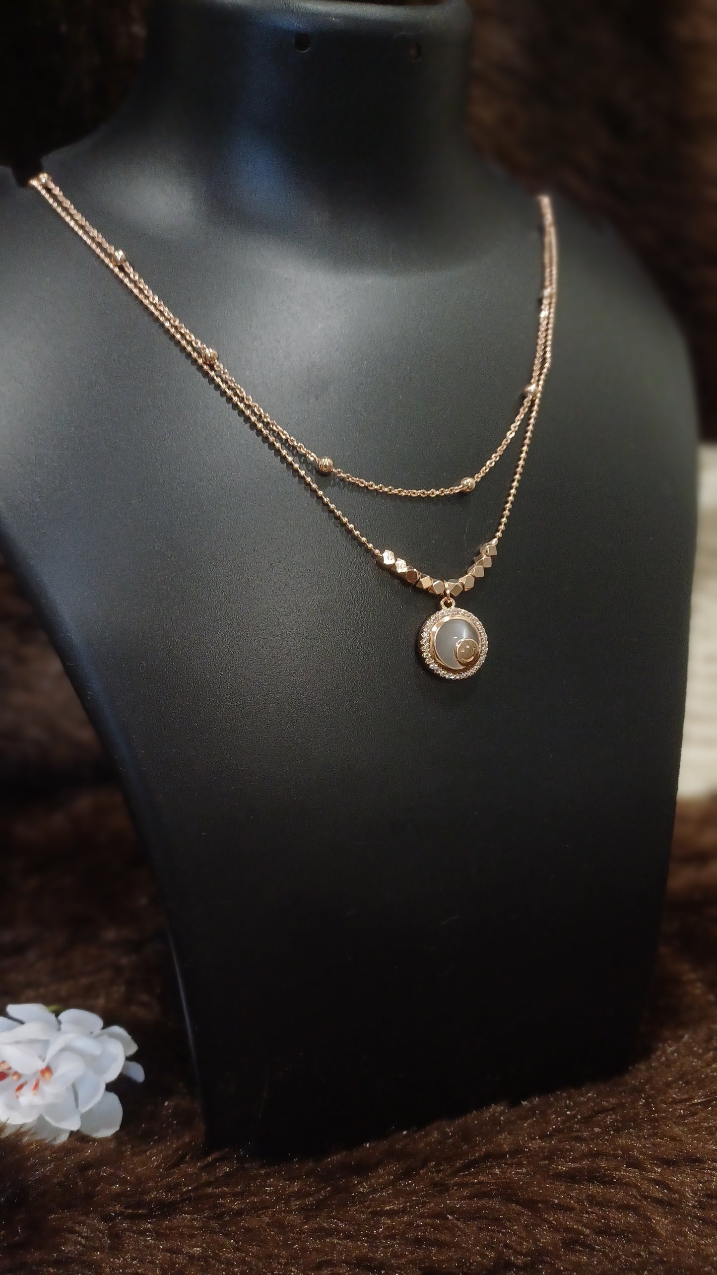 Double chained designer necklace and pendant_ anti tarnish
