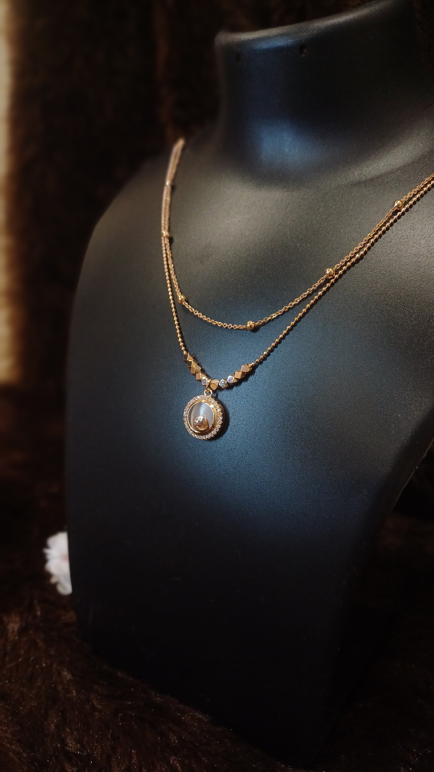 Double chained designer necklace and pendant_ anti tarnish