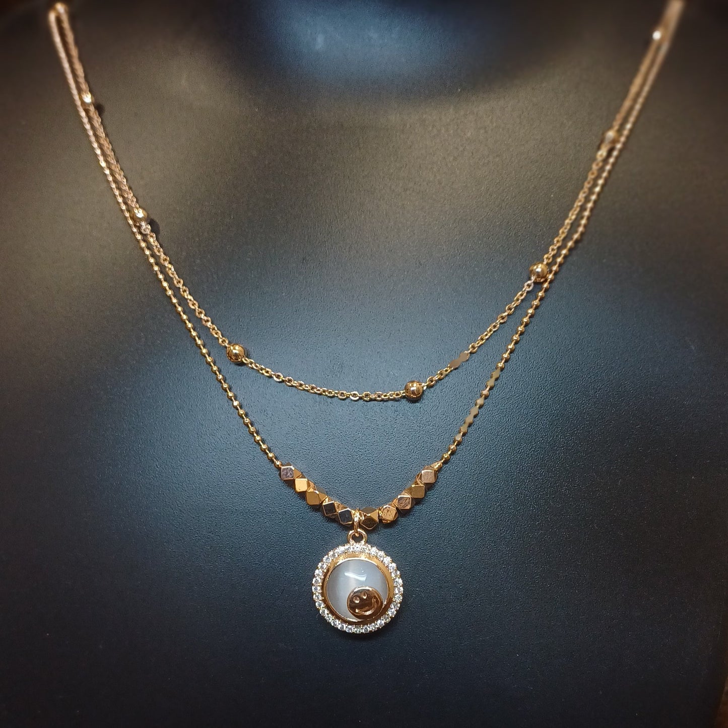 Double chained designer necklace and pendant_ anti tarnish