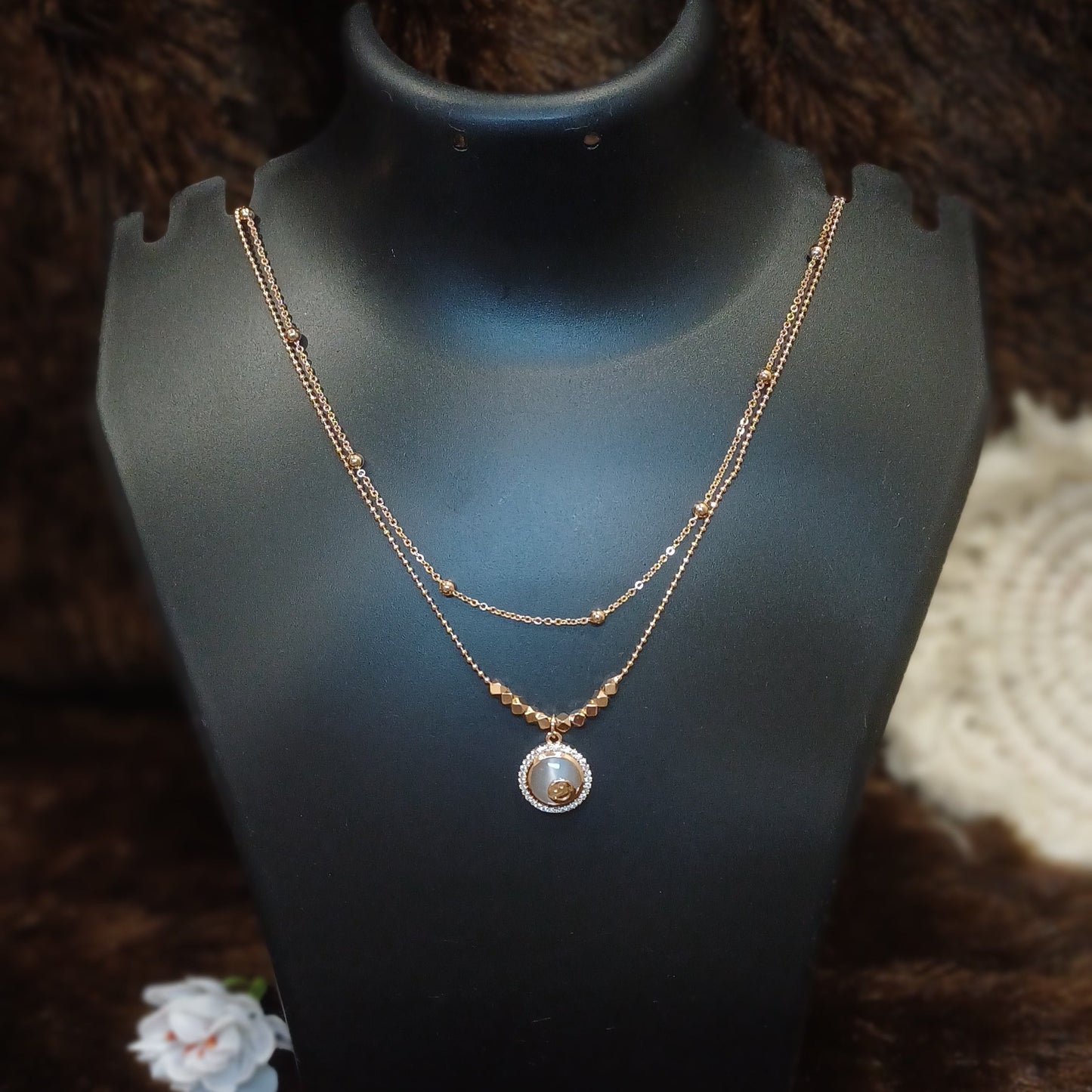Double chained designer necklace and pendant_ anti tarnish