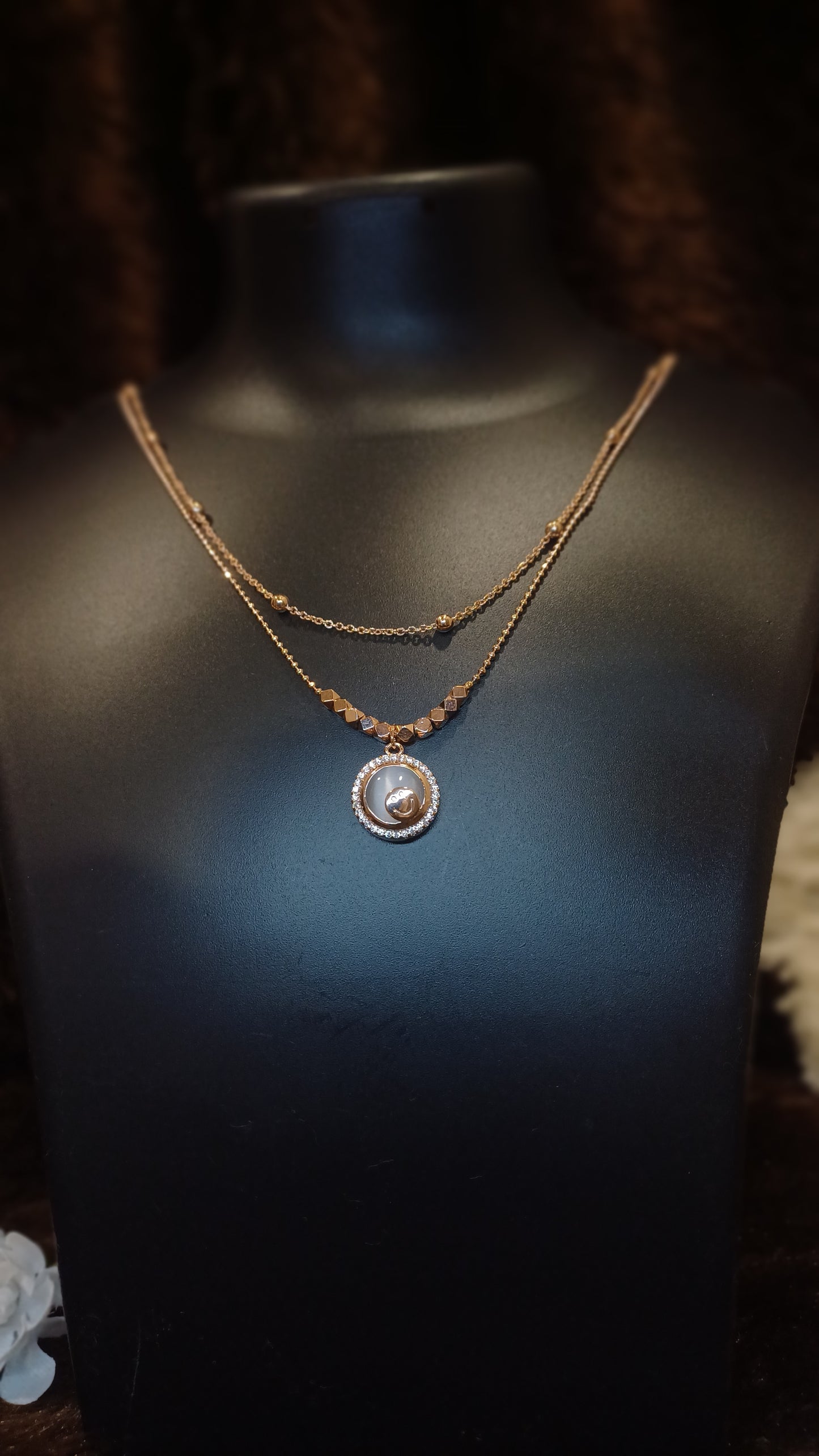 Double chained designer necklace and pendant_ anti tarnish