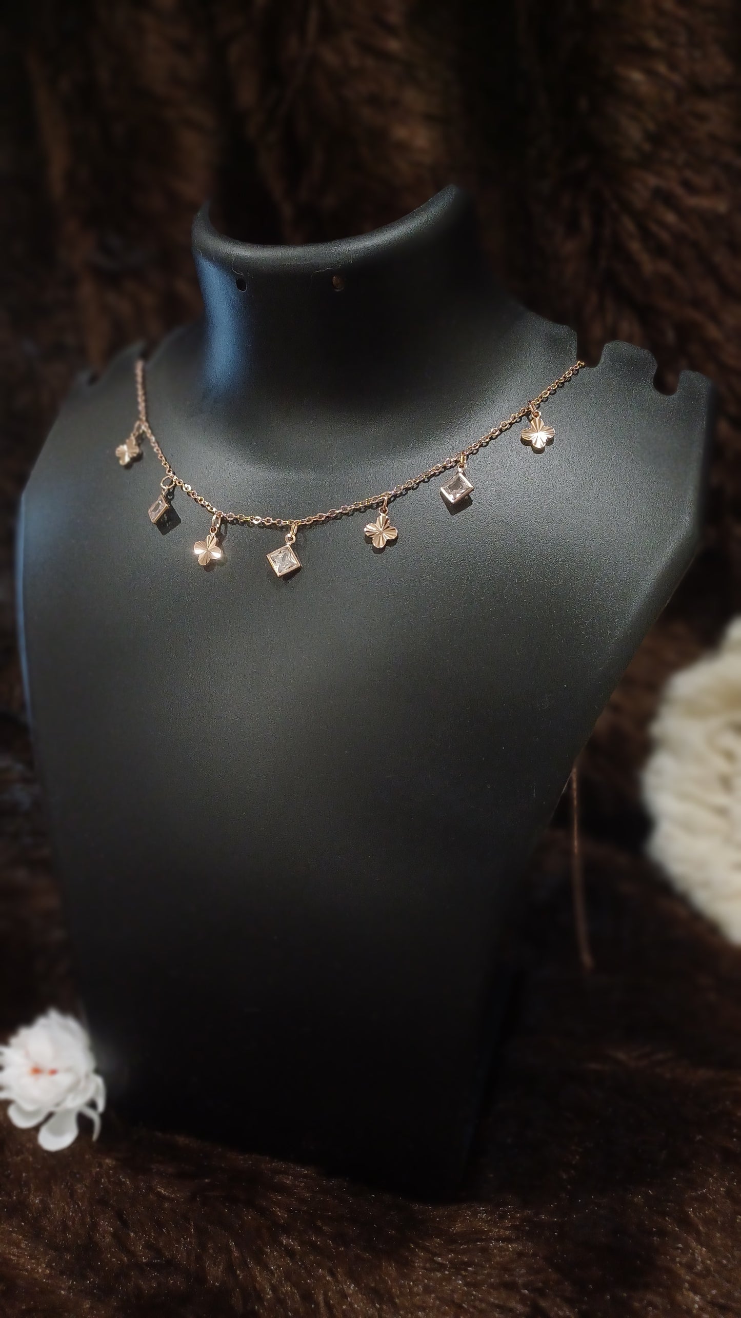 Statement necklace with hanging chimes_AD stones_ anti tarnish
