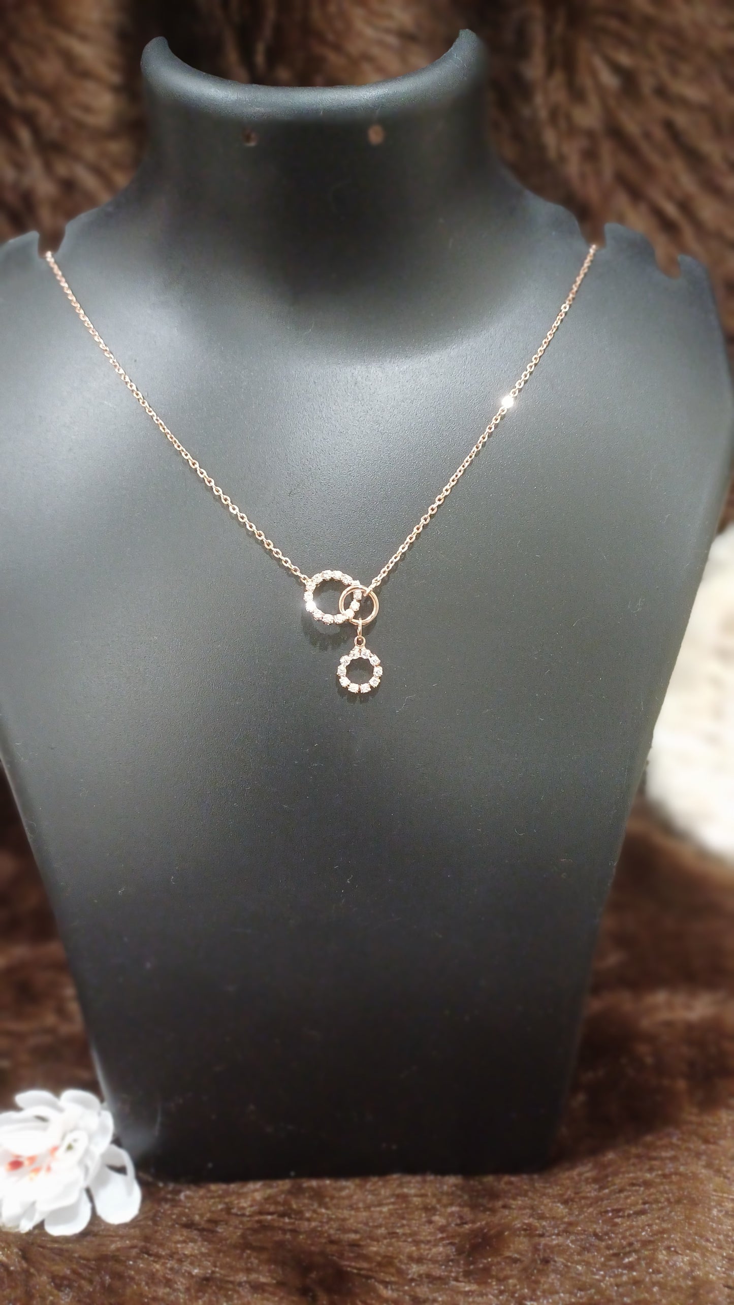 Circles of A.D diamonds pendant with golden chain_ anti tarnish _ statement design
