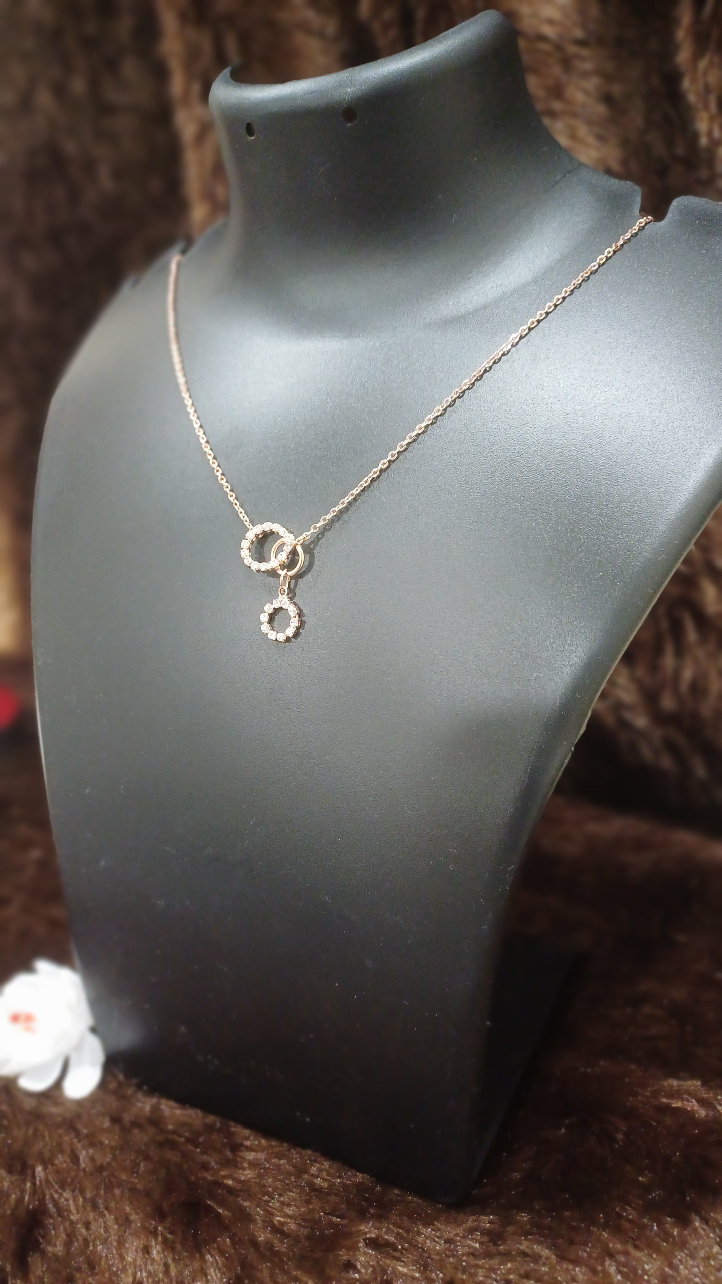 Circles of A.D diamonds pendant with golden chain_ anti tarnish _ statement design