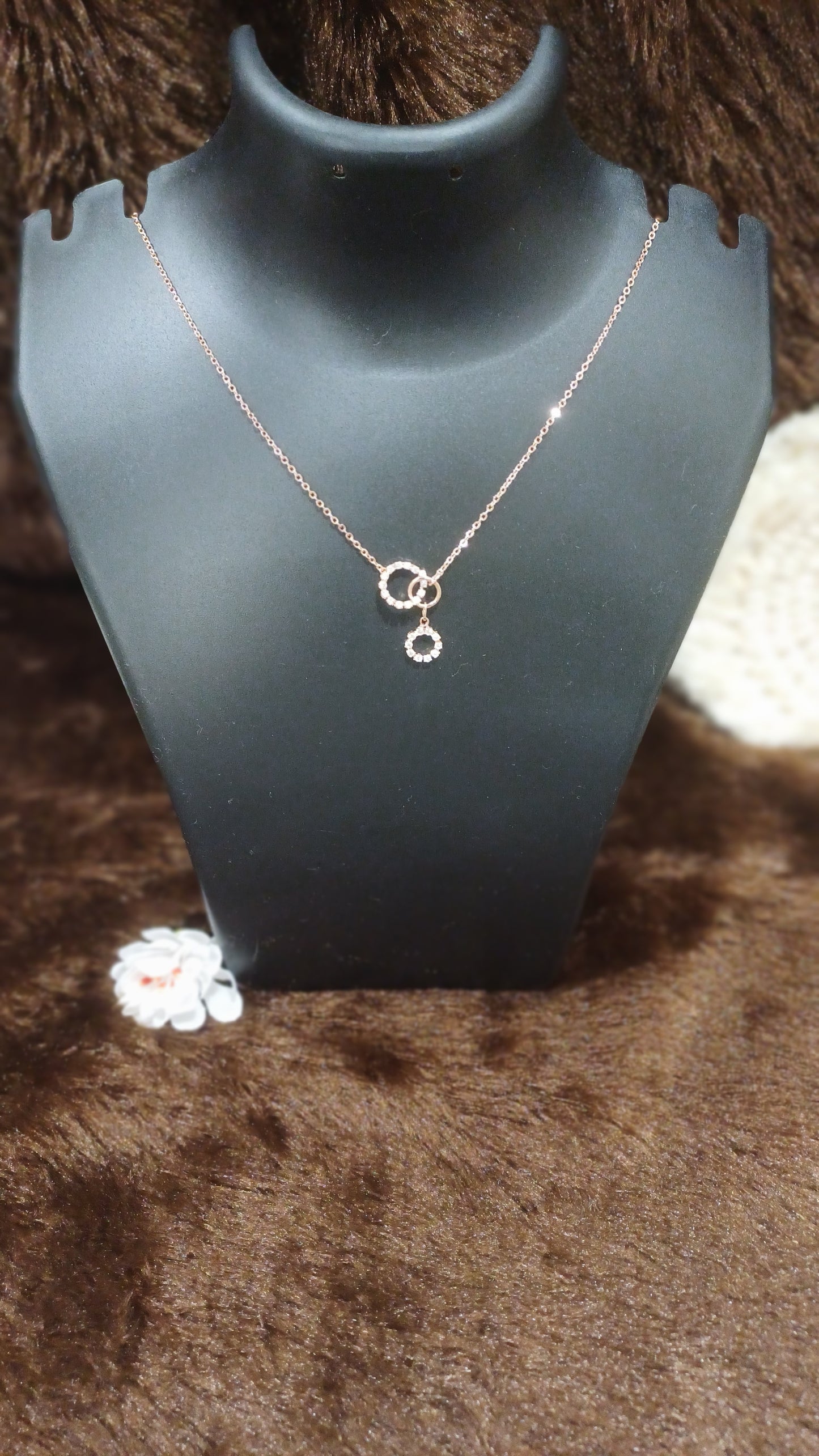 Circles of A.D diamonds pendant with golden chain_ anti tarnish _ statement design