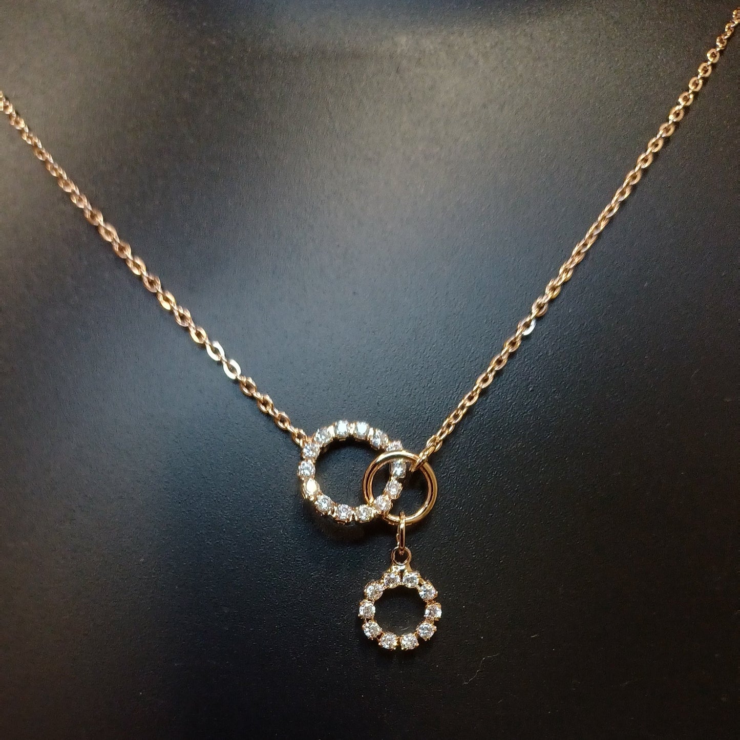Circles of A.D diamonds pendant with golden chain_ anti tarnish _ statement design