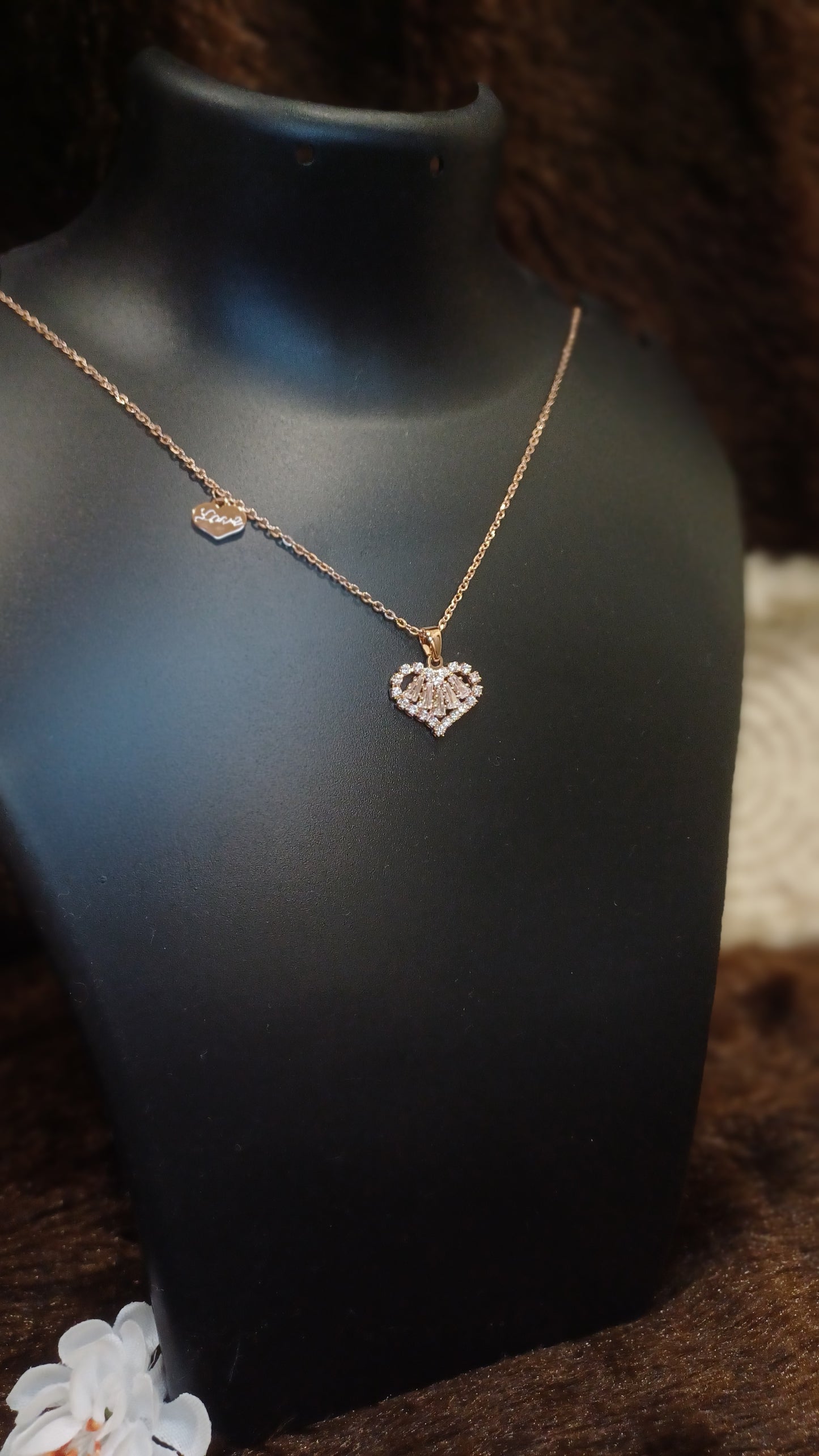 A.D heart pendant with heart chime and golden chain_ anti tarnish