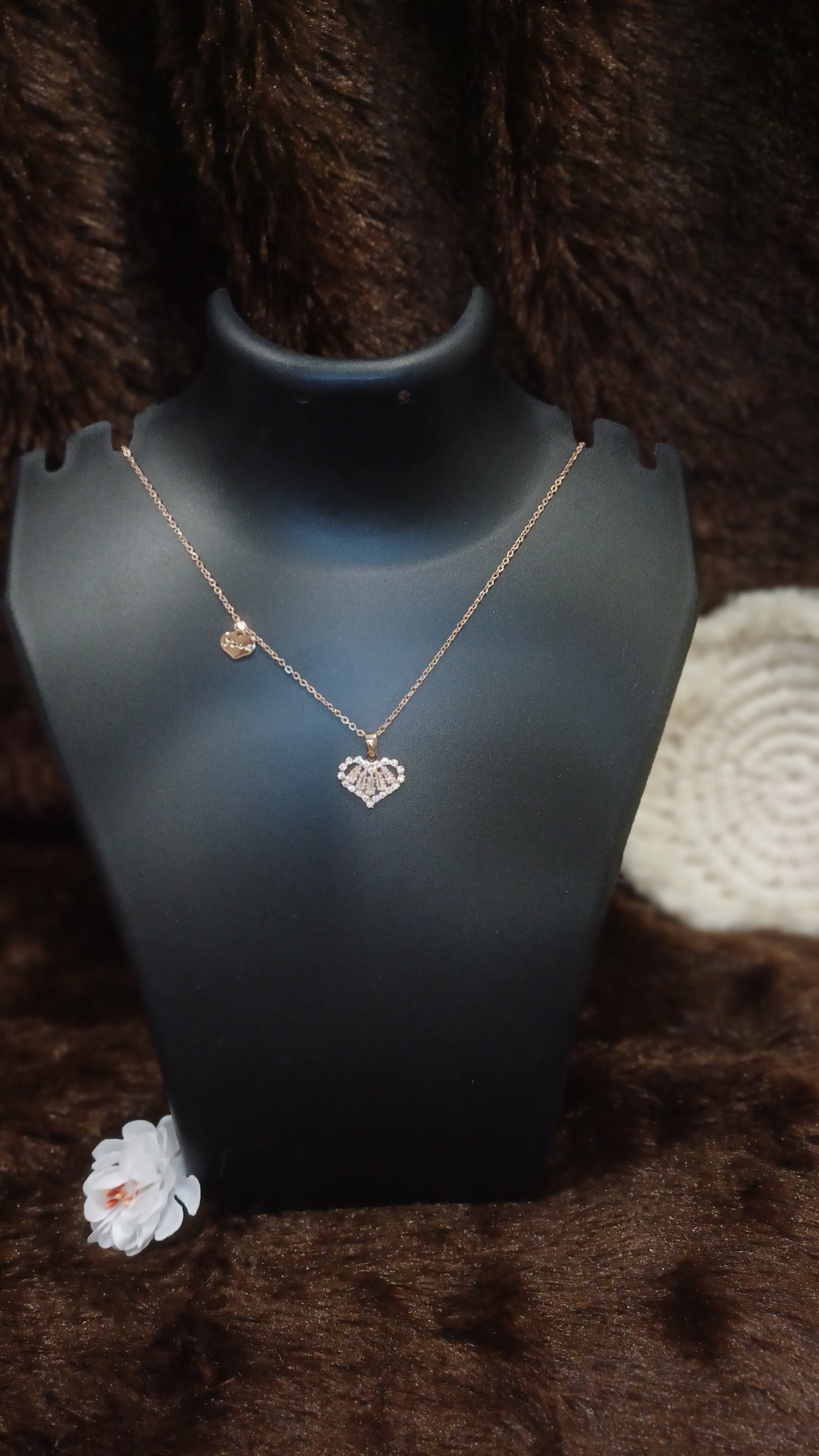 A.D heart pendant with heart chime and golden chain_ anti tarnish