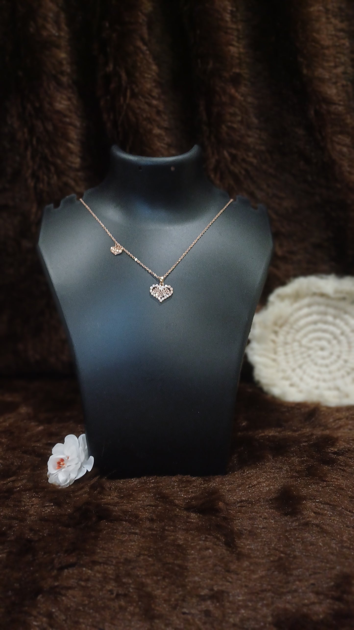A.D heart pendant with heart chime and golden chain_ anti tarnish