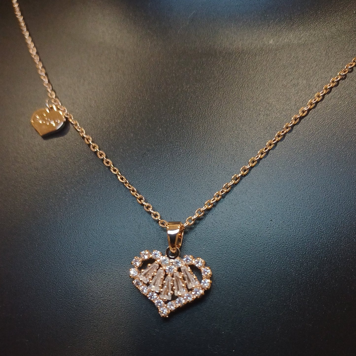 A.D heart pendant with heart chime and golden chain_ anti tarnish