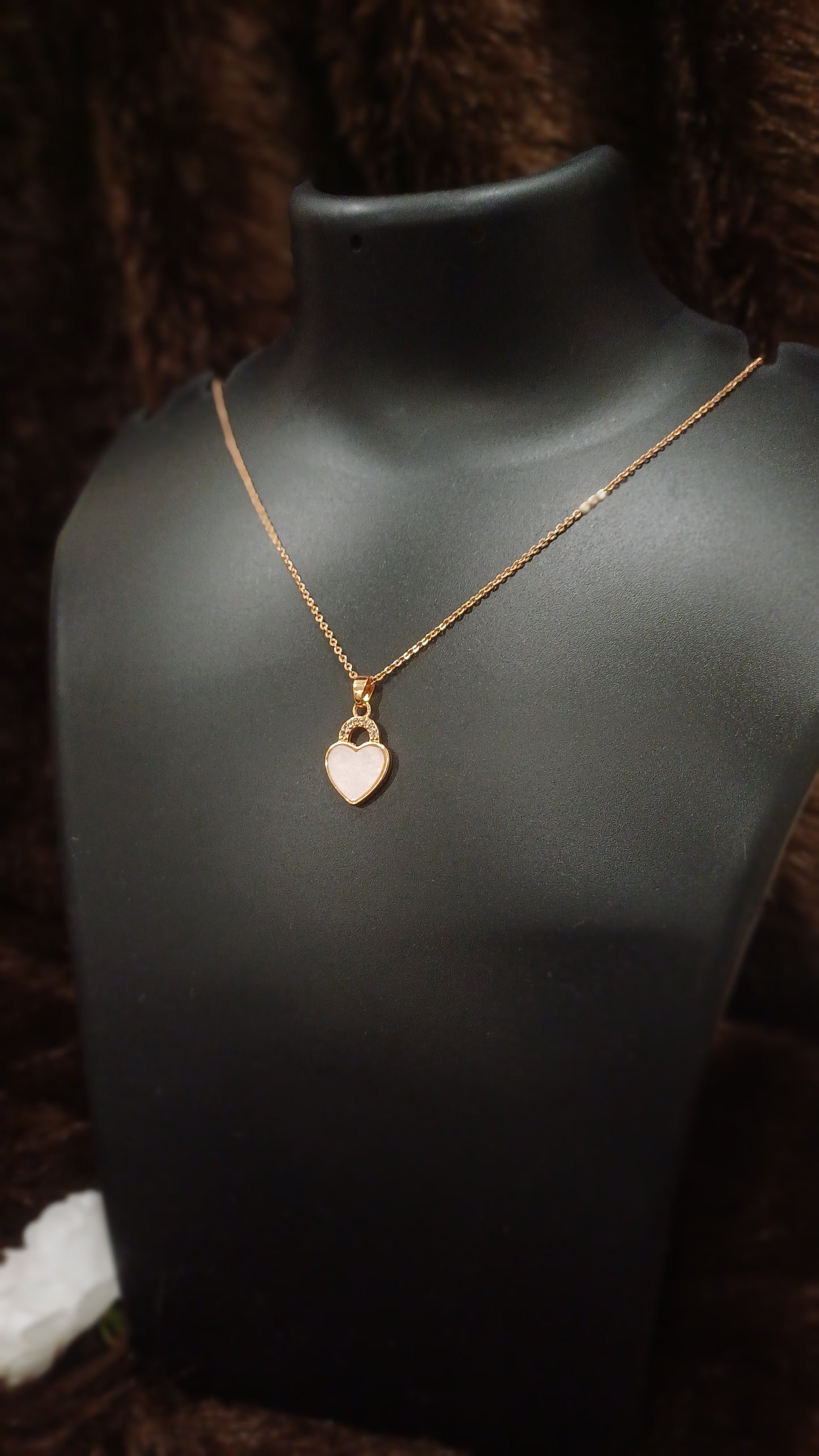 Heart lock pendant chain_anti tarnish