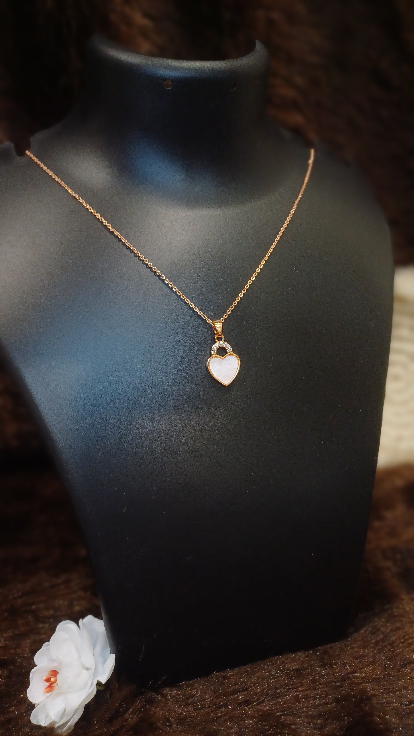 Heart lock pendant chain_anti tarnish