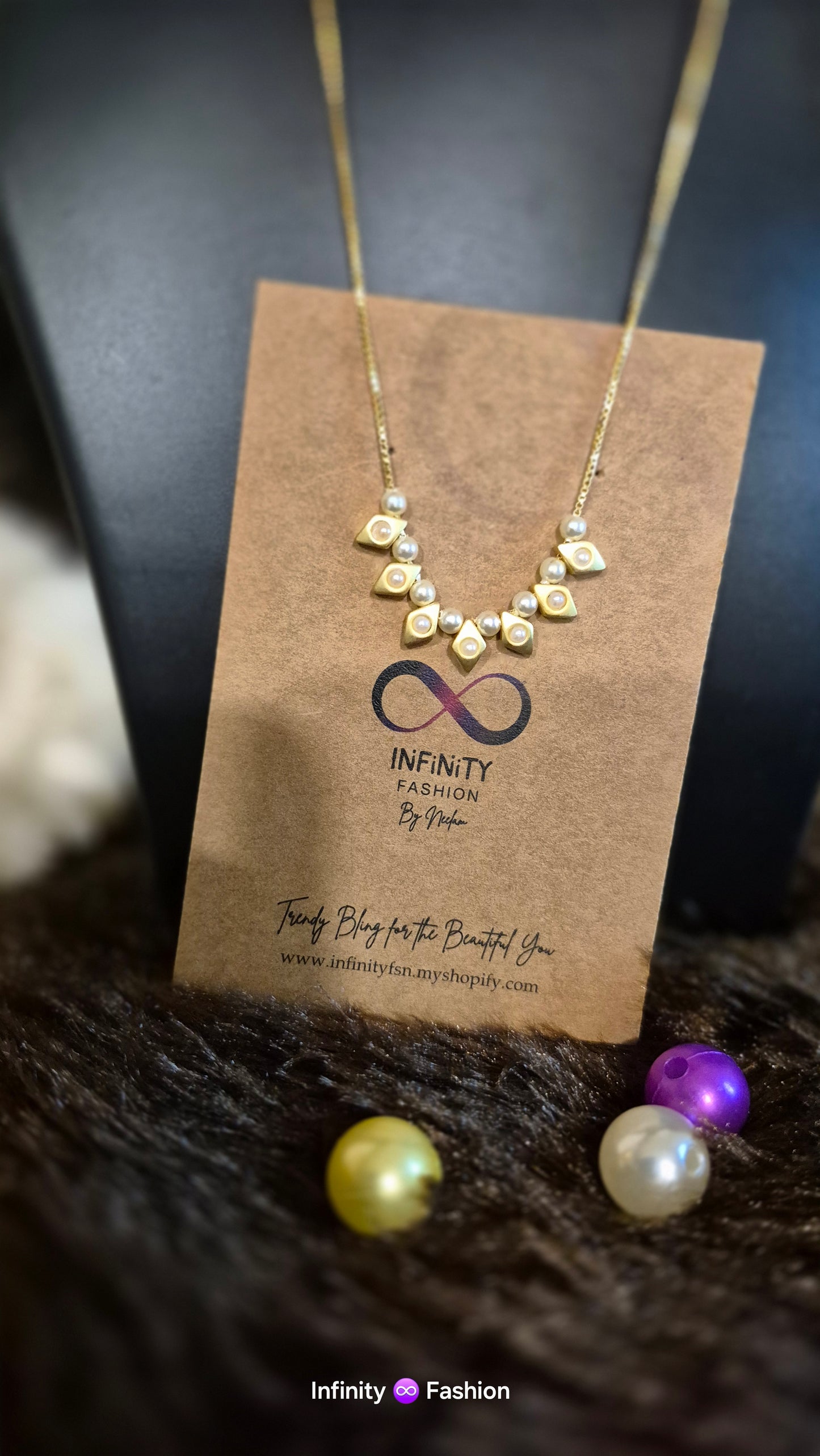 Golden chain with leafy hangings and pearls_ daily wear light weight