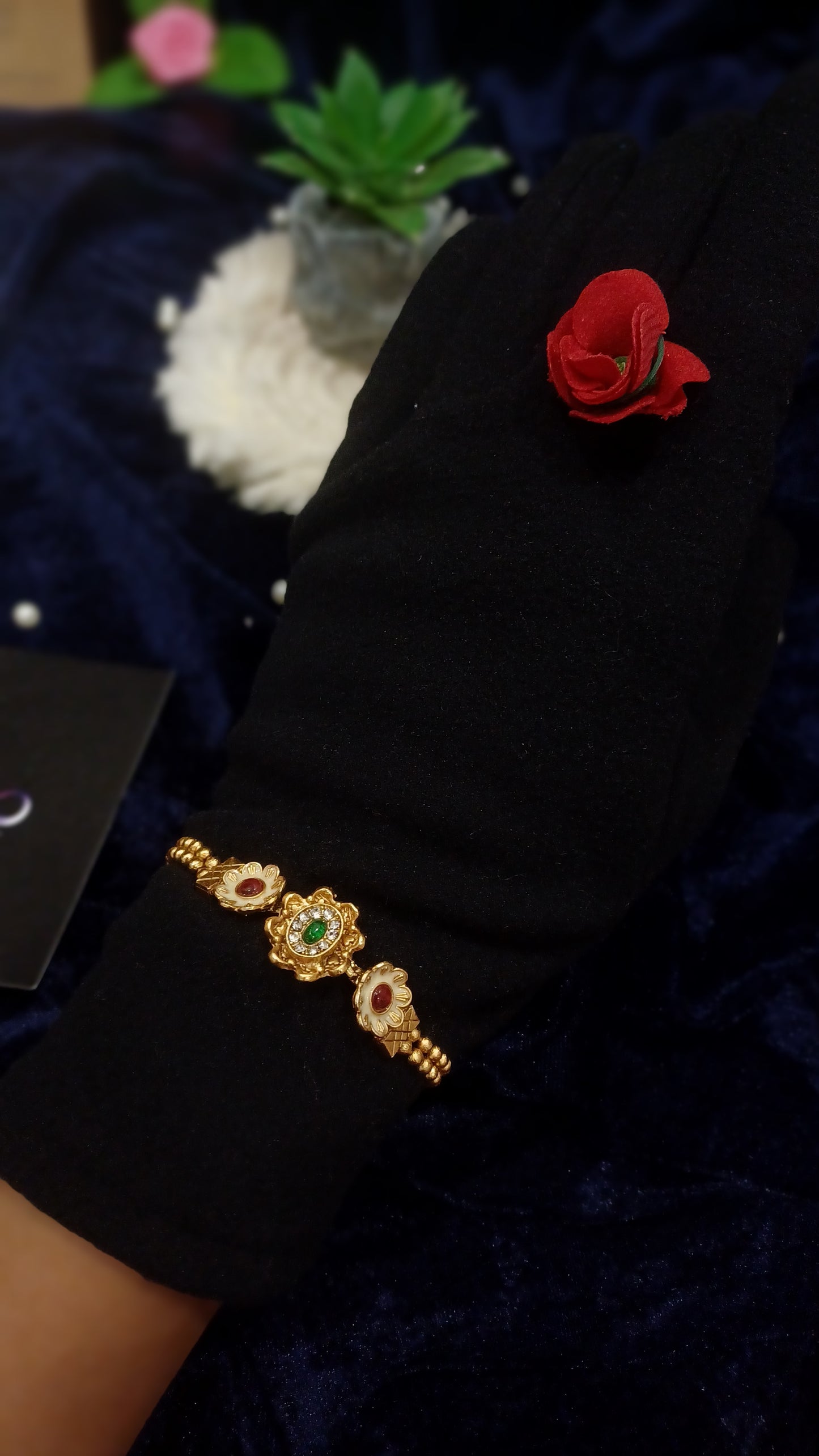 Golden loose bracelet balled straps_ minimal designer