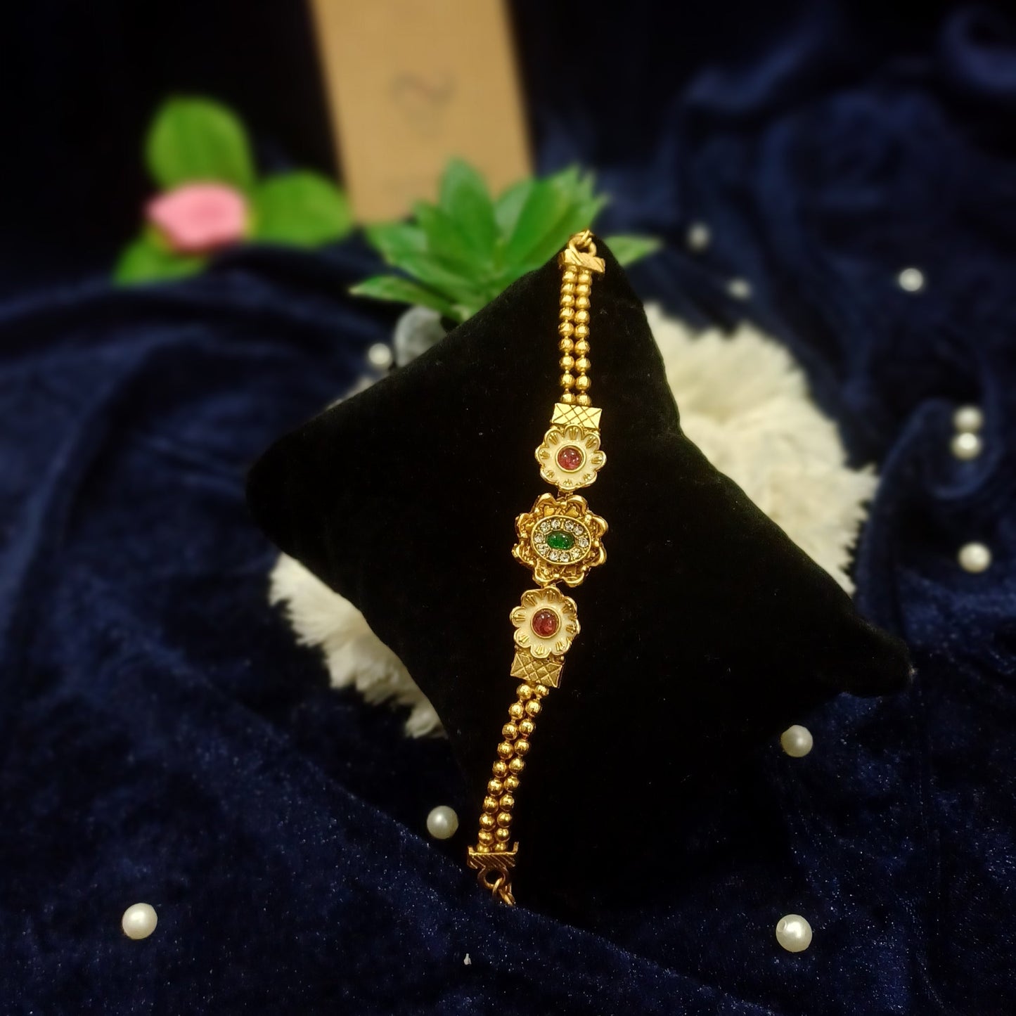 Golden loose bracelet balled straps_ minimal designer