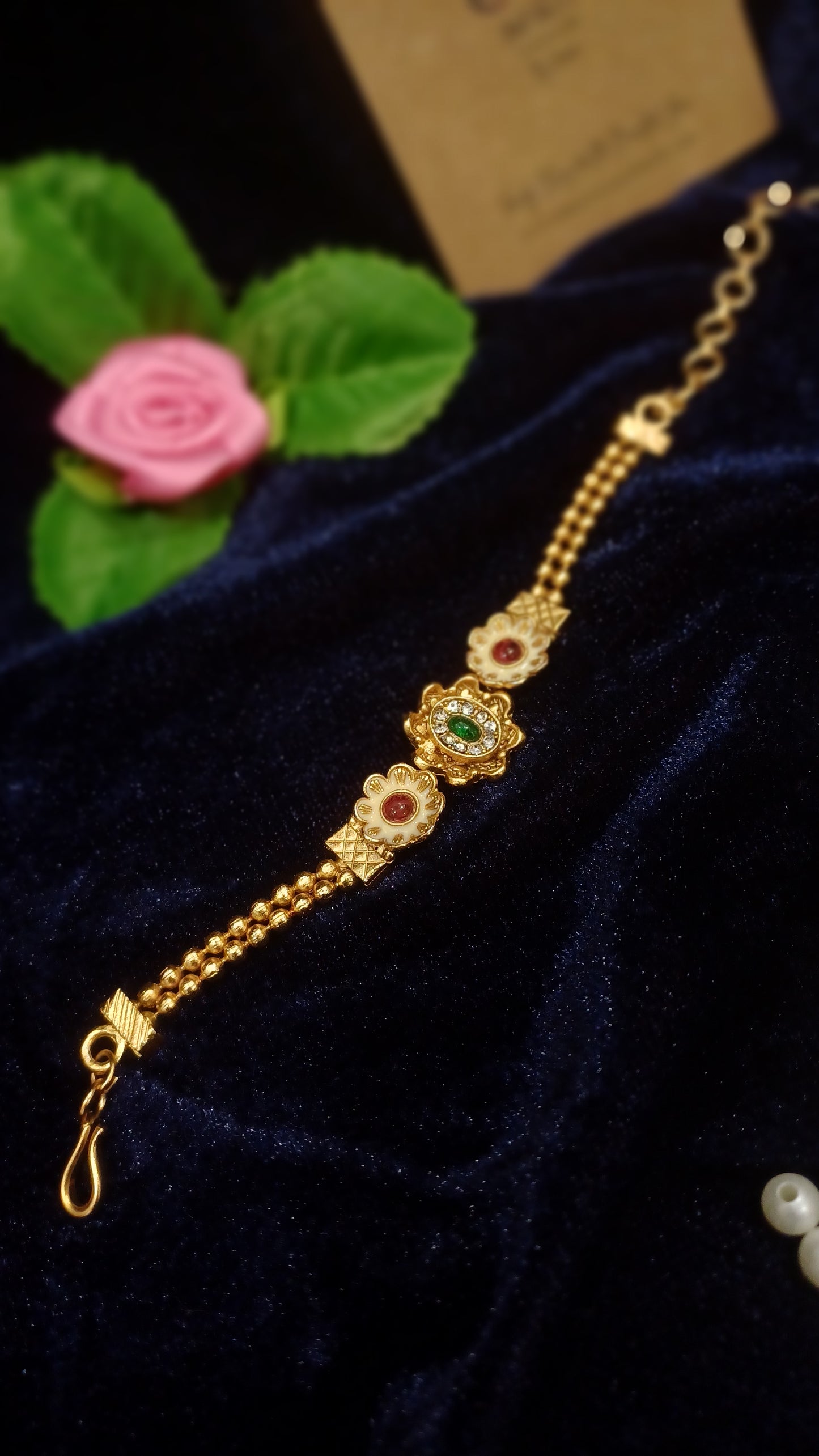 Golden loose bracelet balled straps_ minimal designer