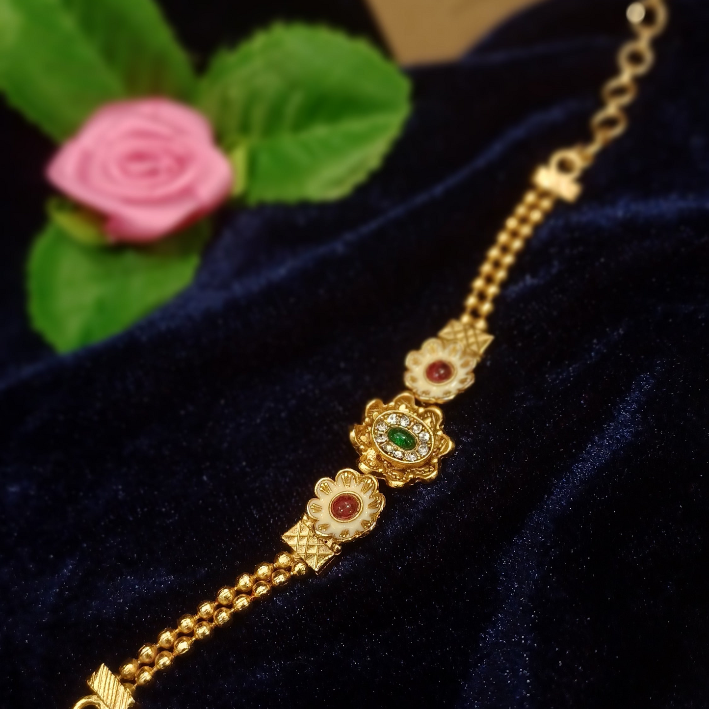 Golden loose bracelet balled straps_ minimal designer
