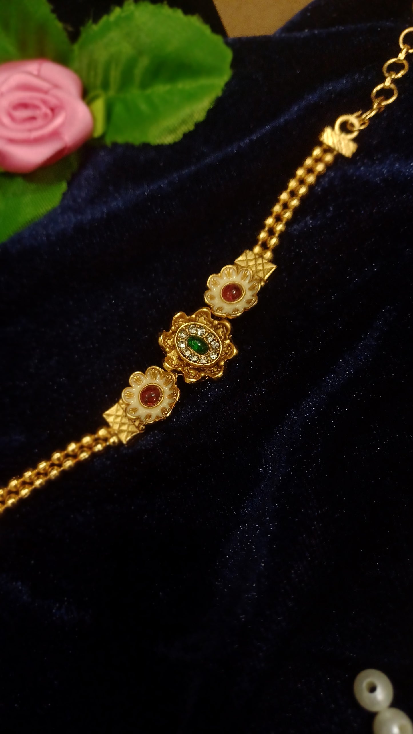 Golden loose bracelet balled straps_ minimal designer