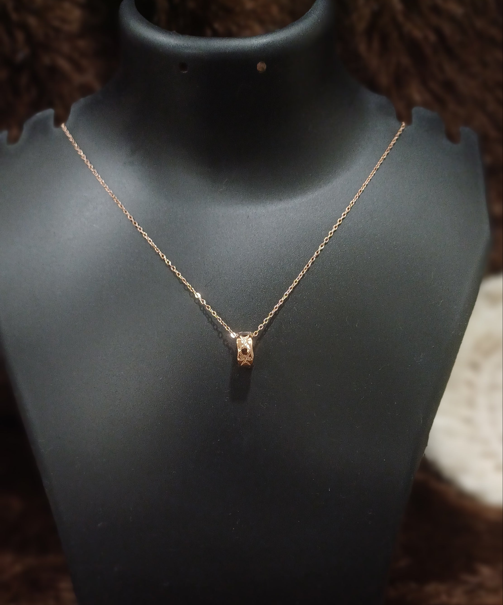 Ring pendant solid golden with chain_ anti tarnish_ trending